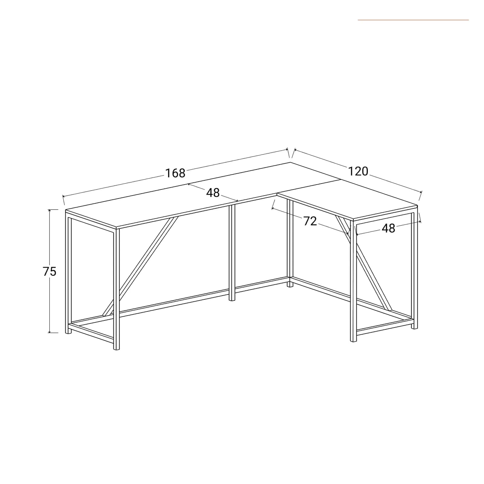 Scrivania angolare 168x120 cm in legno e metallo nero con supporto computer - Eclix