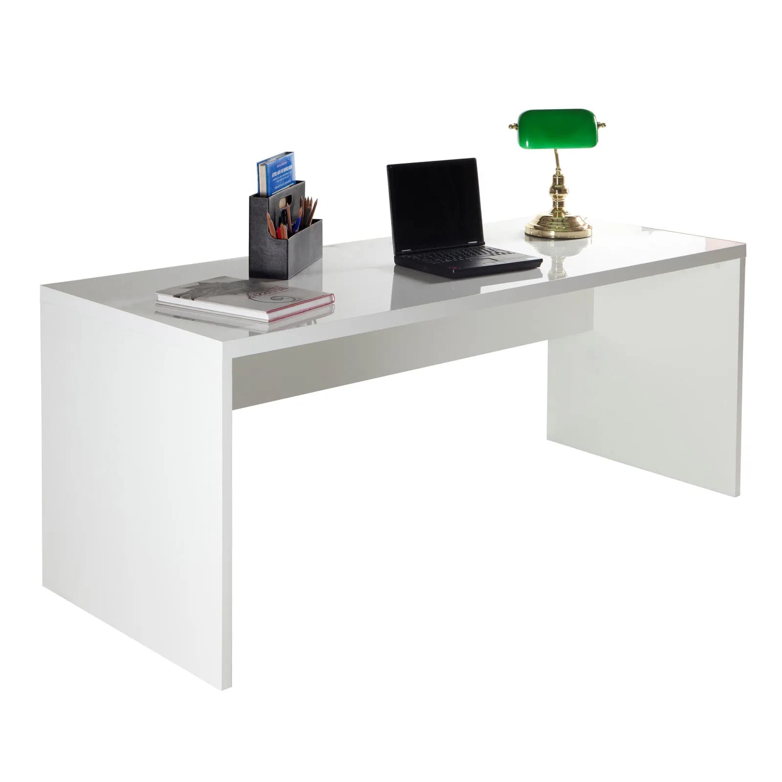 Scrivania 180x70 cm bianco lucido con spessore top da 38 mm - Odense