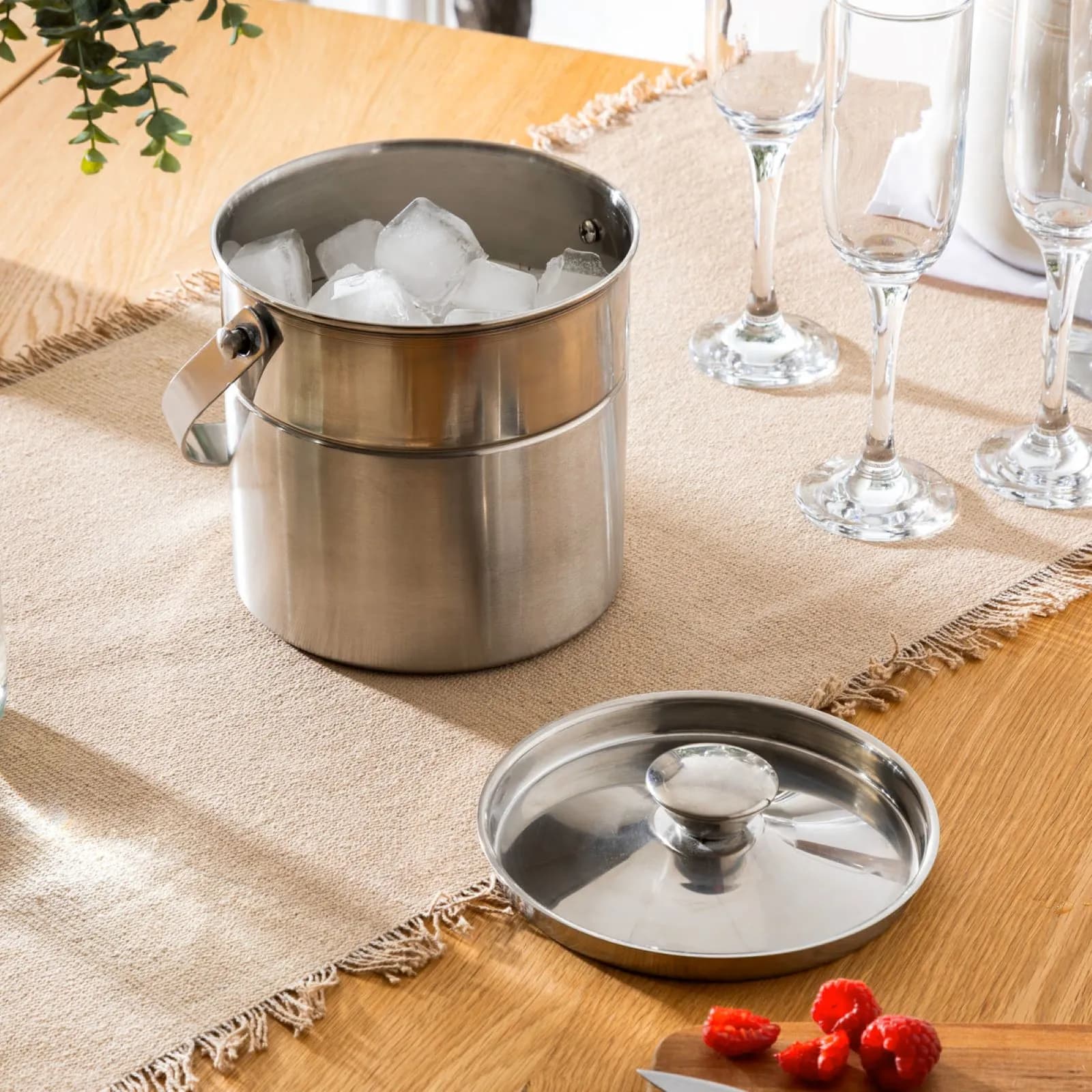Secchiello per bottiglie rotondo 18 cm in acciaio inox cromo