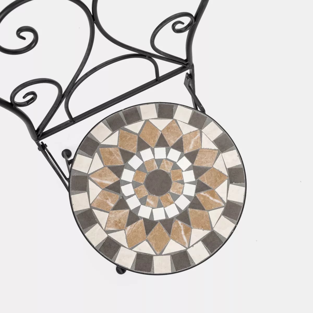 Sedia da giardino in metallo seduta con decorazione con mosaico - Otranto