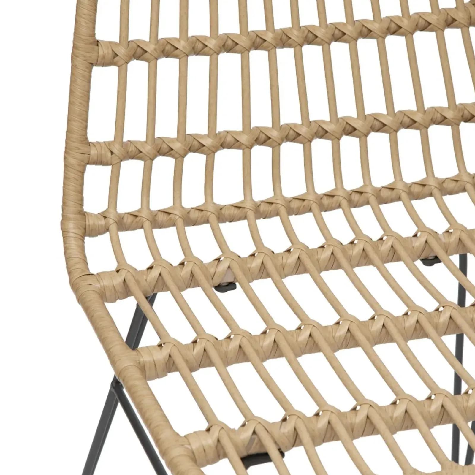 Sedia in acciaio grafite e resina intrecciata beige - Visam