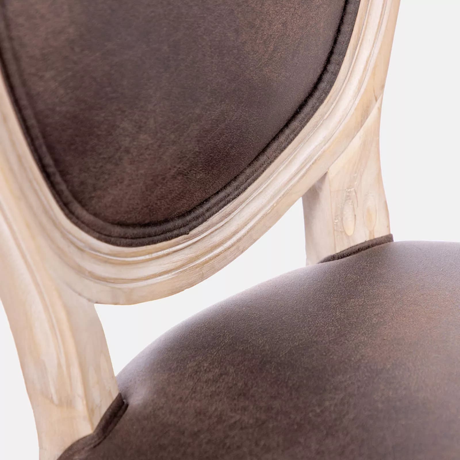 Sedia in similpelle marrone e struttura in legno - Emilia