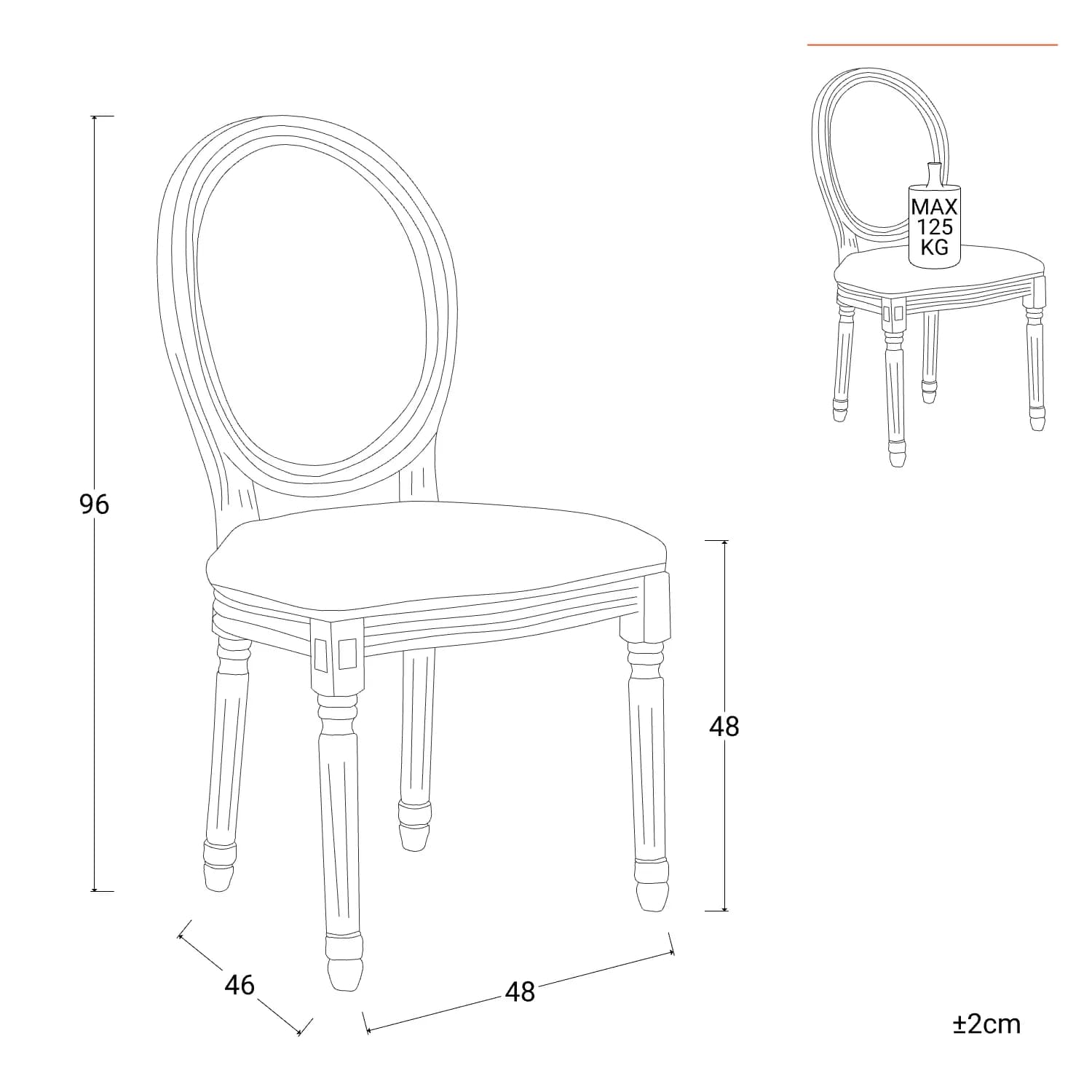 Sedia in similpelle marrone e struttura in legno - Emilia