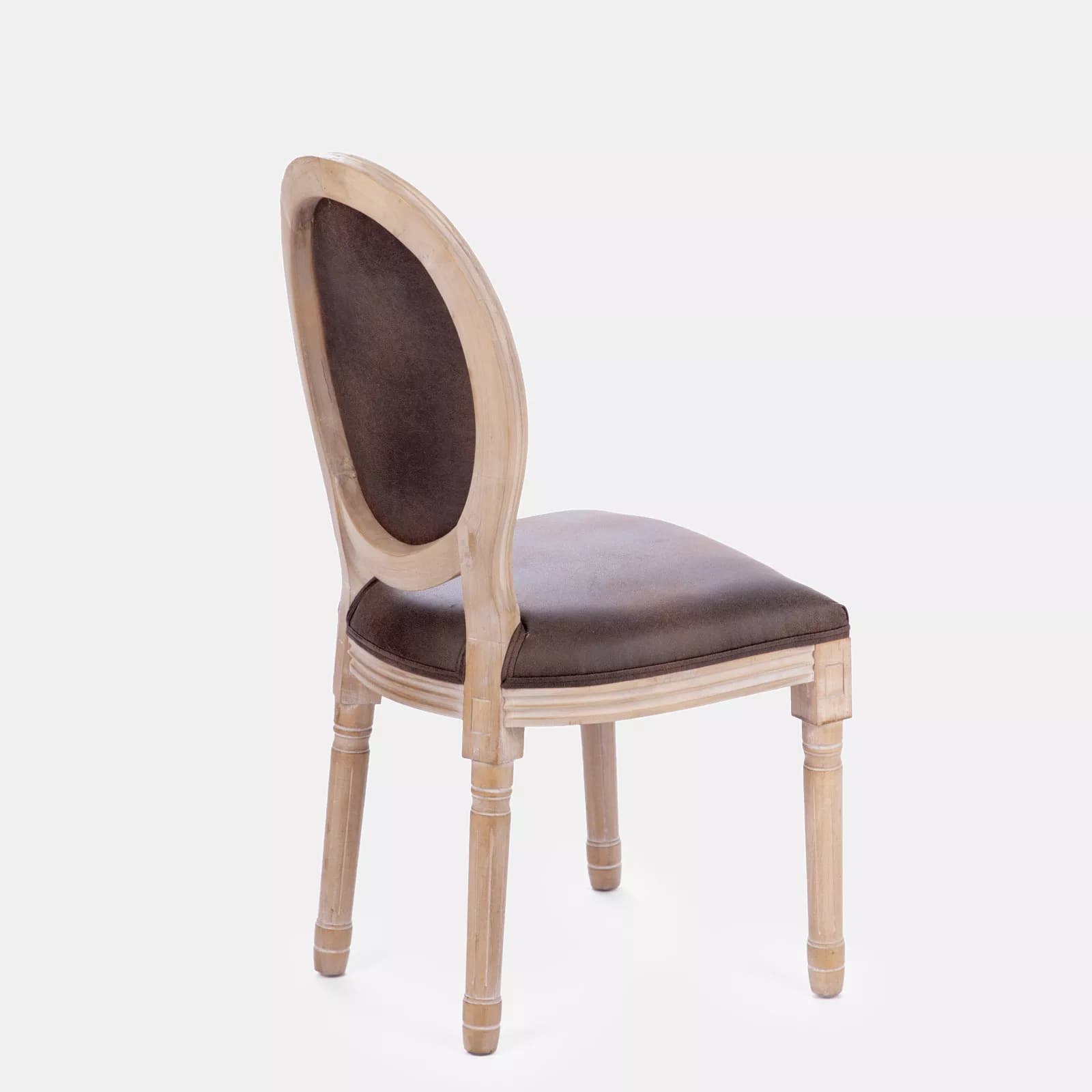 Sedia in similpelle marrone e struttura in legno - Emilia