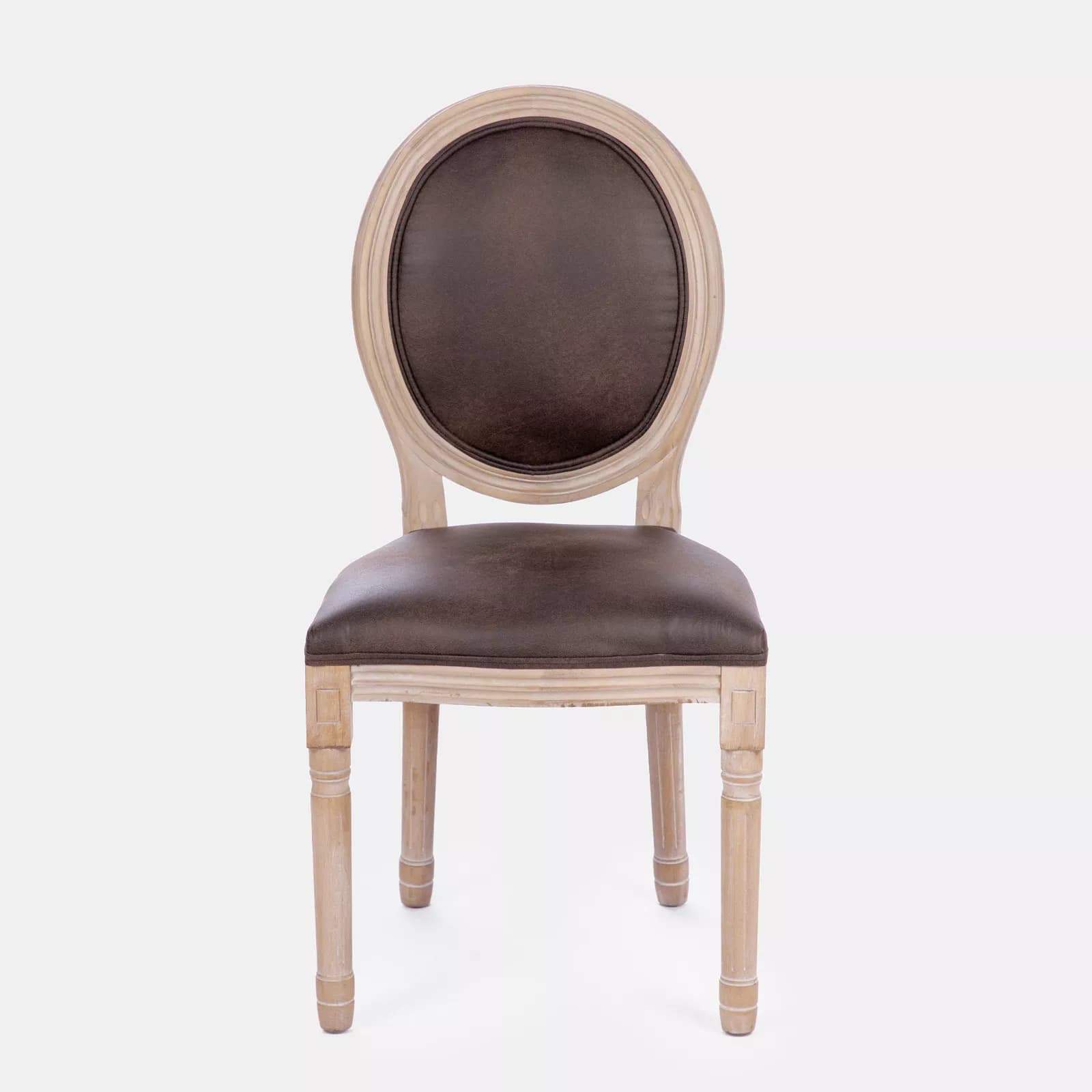 Sedia in similpelle marrone e struttura in legno - Emilia