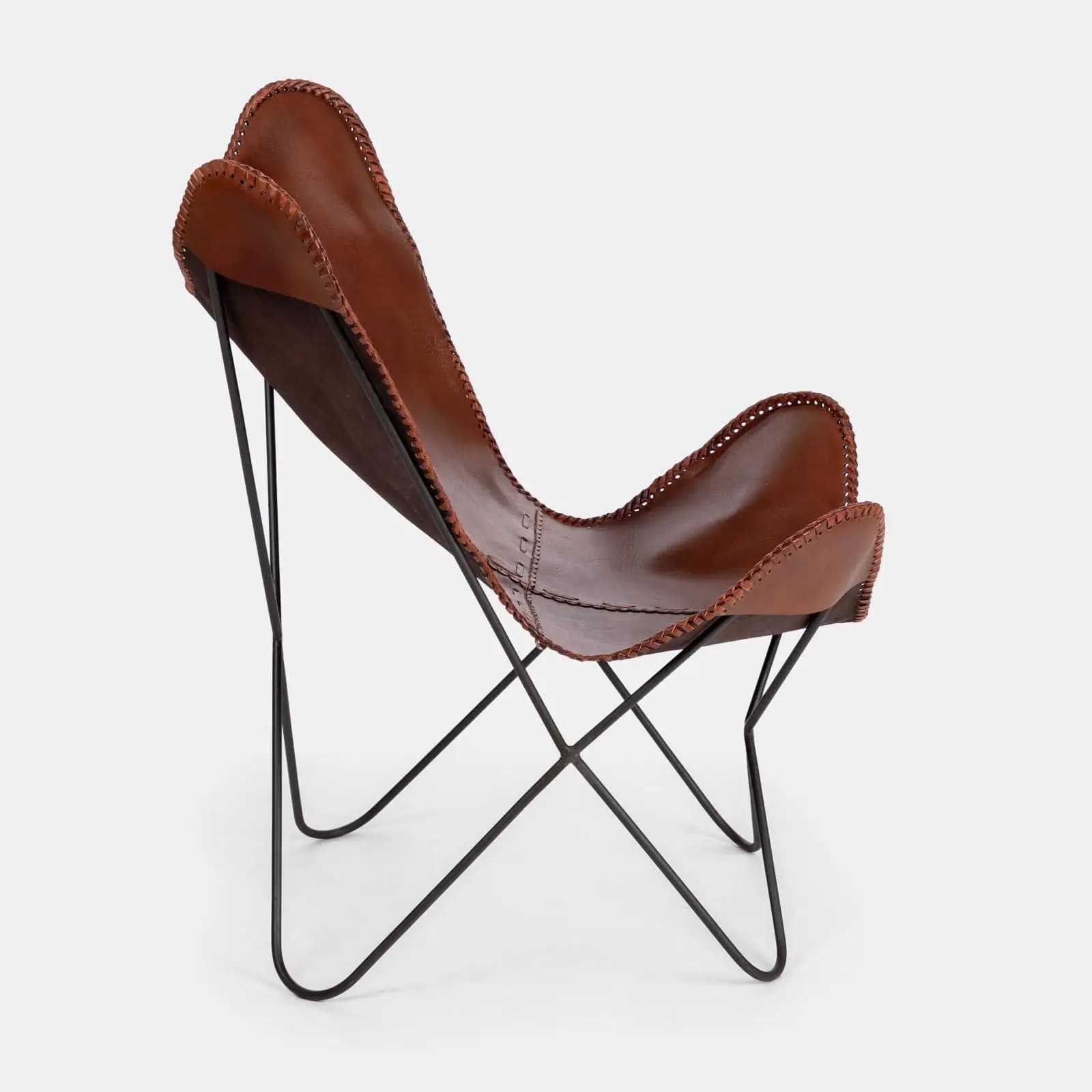 Sedia in ecopelle naturale e metallo nero - Freia