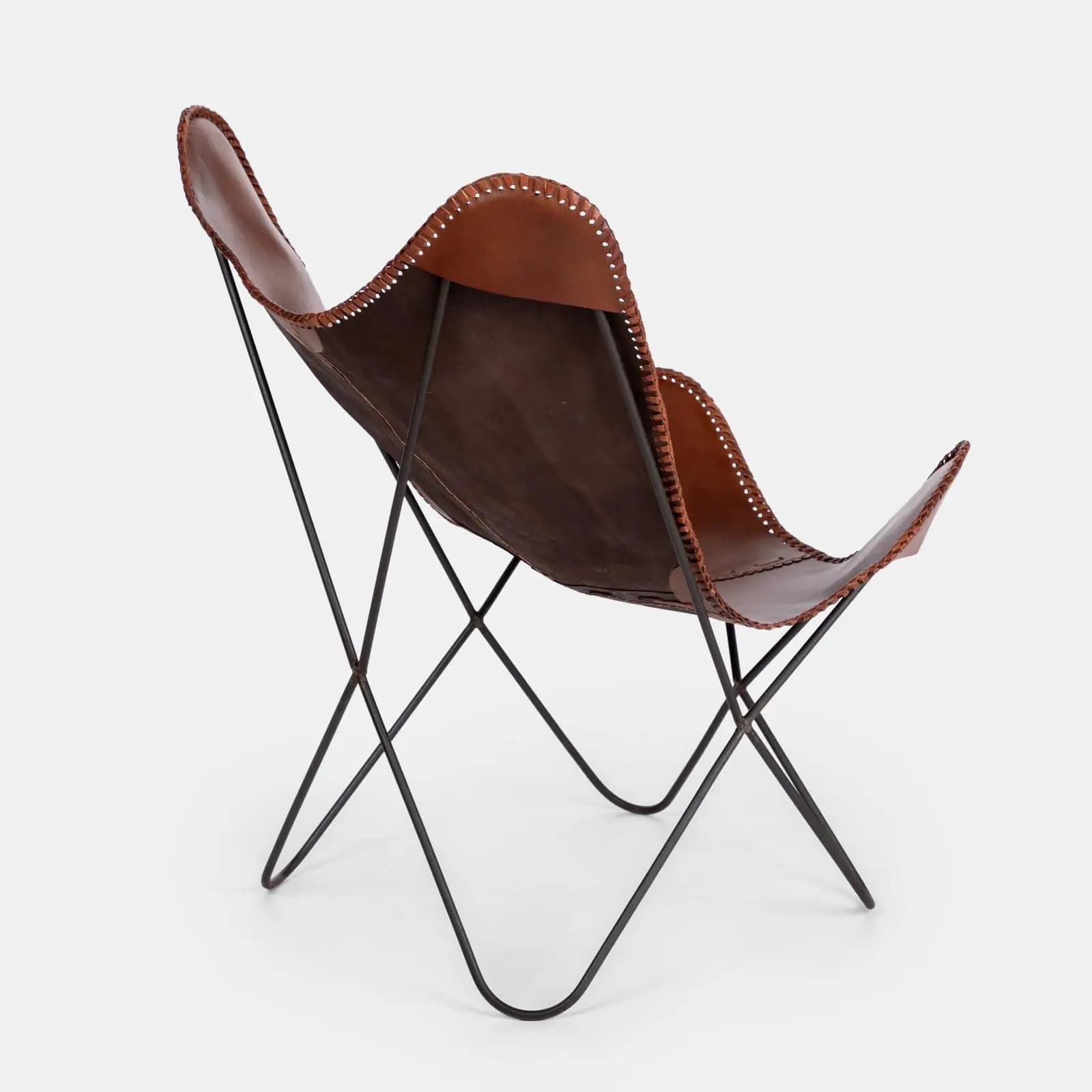 Sedia in ecopelle naturale e metallo nero - Freia