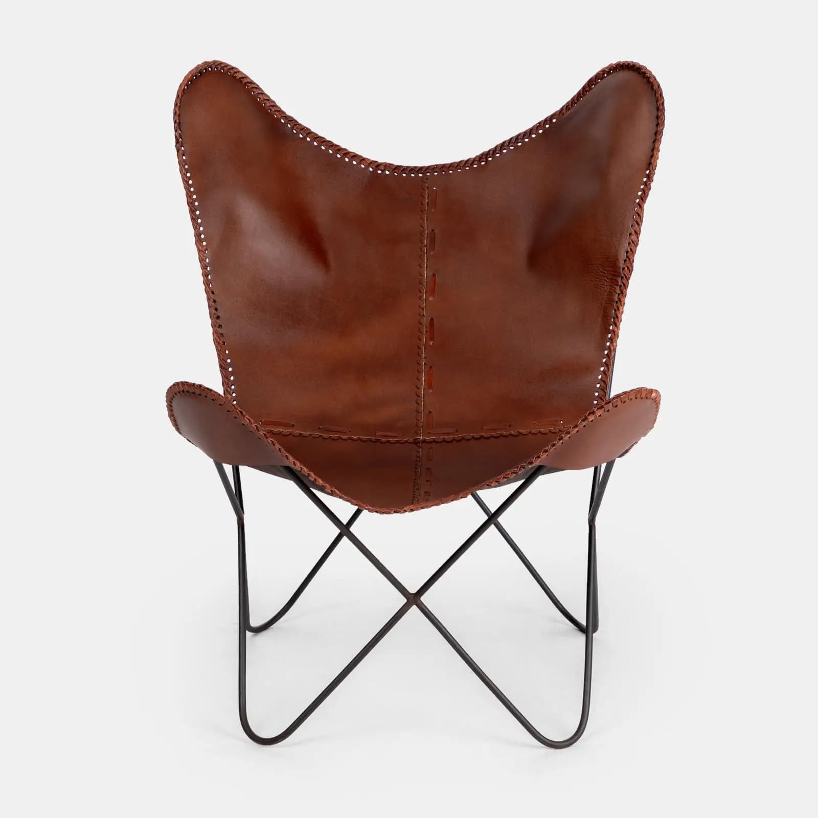 Sedia in ecopelle naturale e metallo nero - Freia