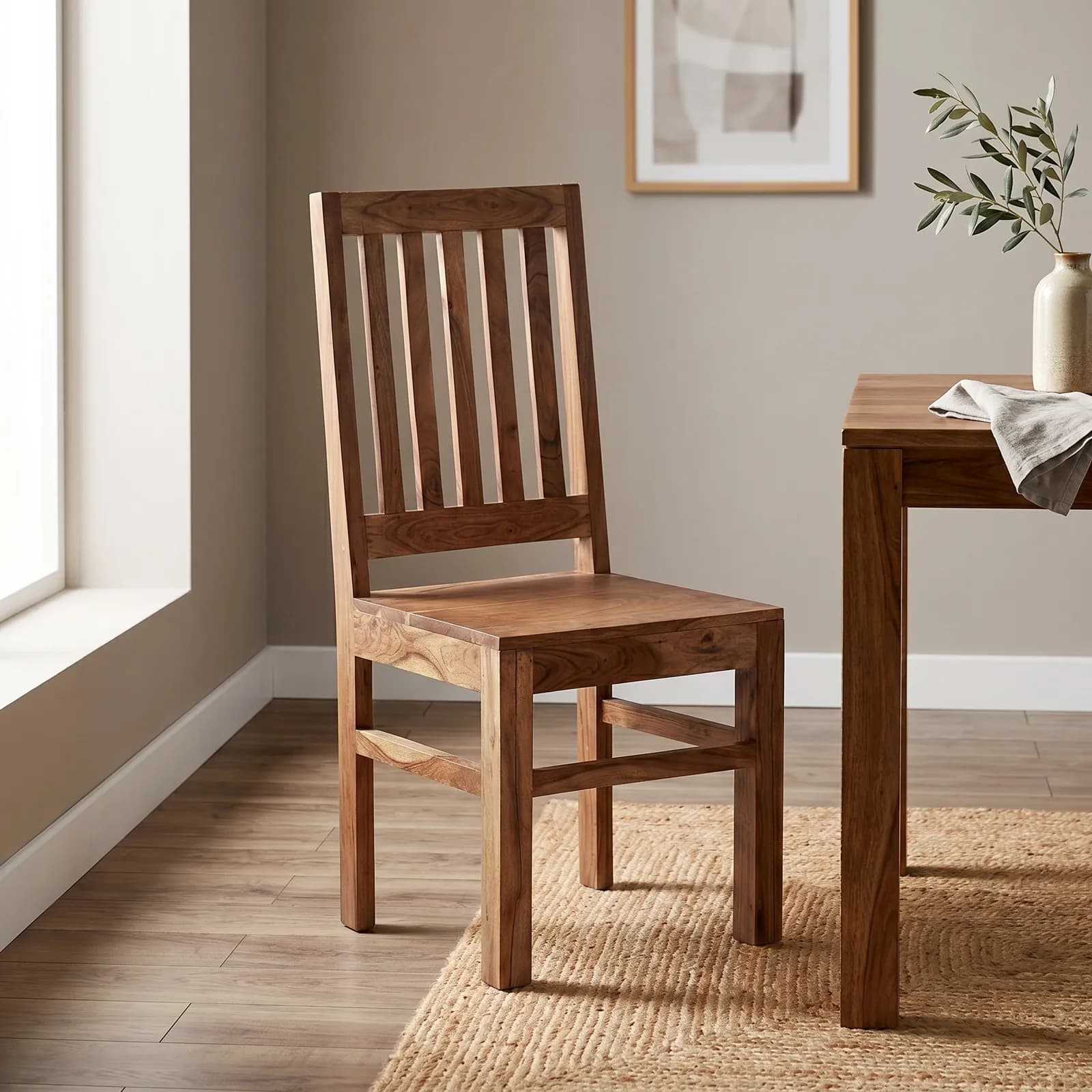 Sedia in legno con schienale a doghe - Freia Acacia