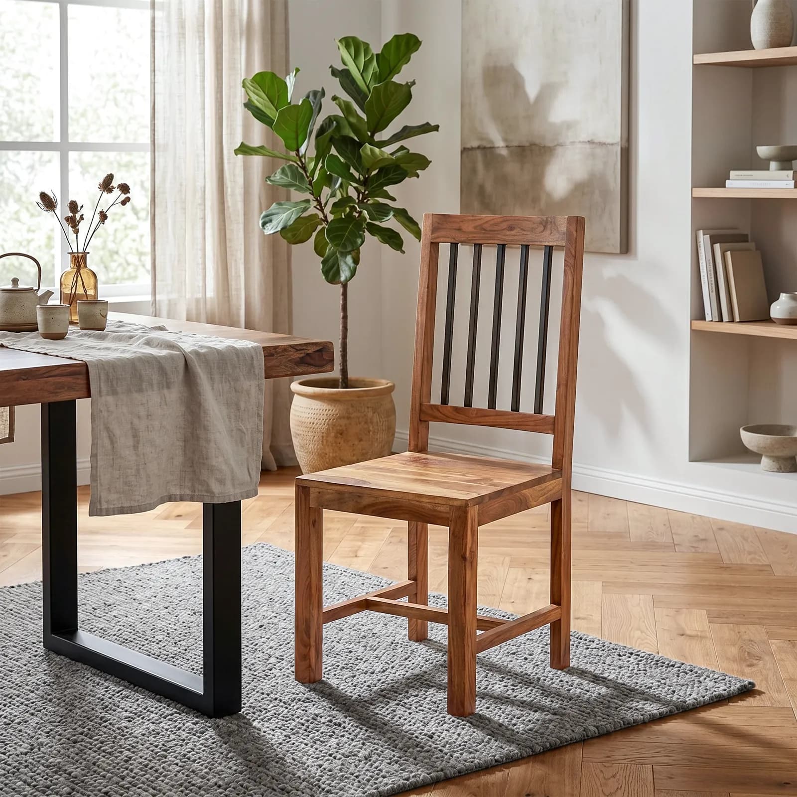 Sedia in legno con schienale alto - Freia Acacia