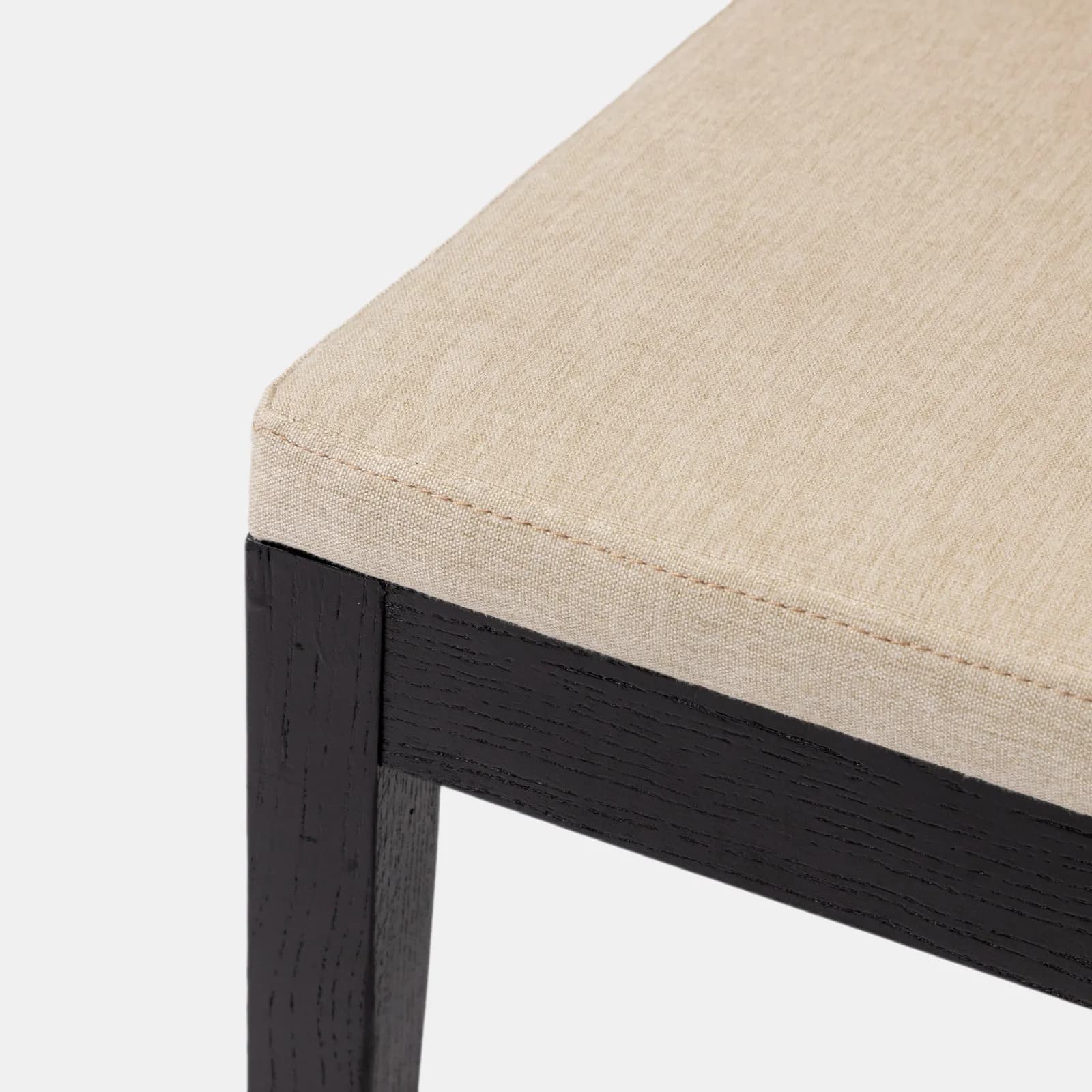 Sedia in legno di olmo nero con schienale in rattan e cuscino in tessuto beige - Bodin