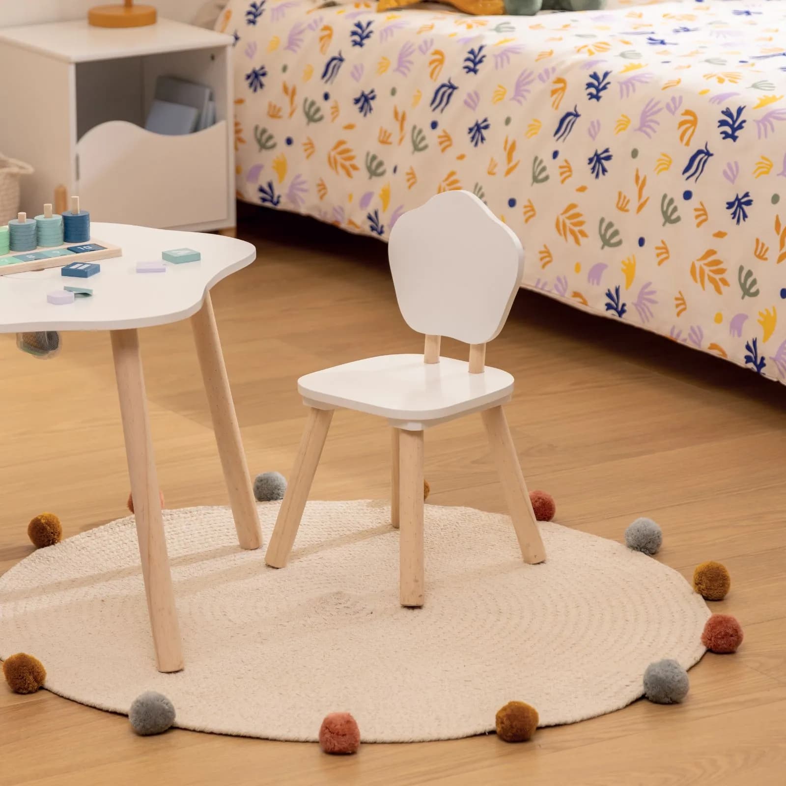 Sedia per bambini nuvola in legno di pino naturale e bianco - Dolcezza kids
