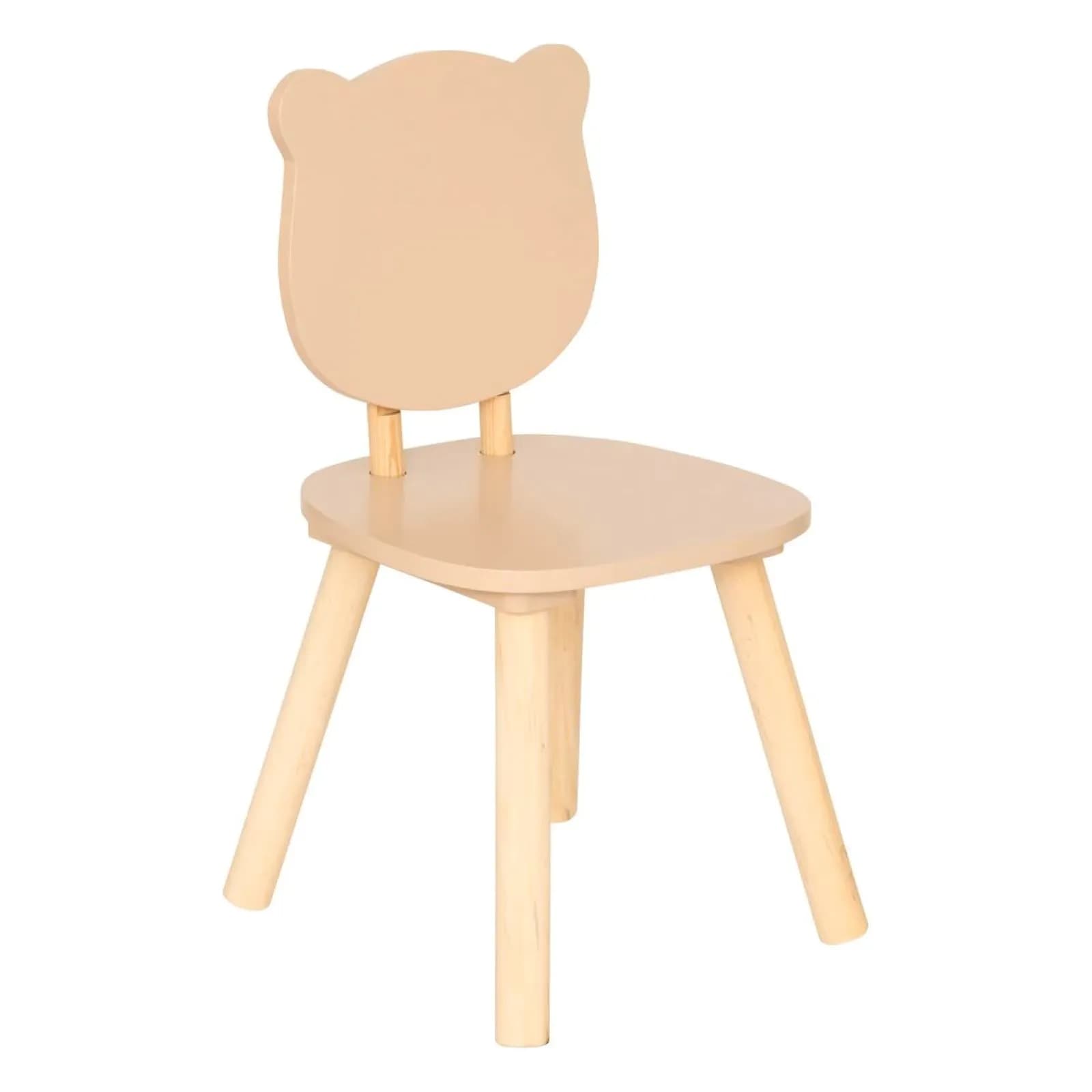 Sedia per bambini orsetto in legno di pino naturale e beige - Dolcezza kids