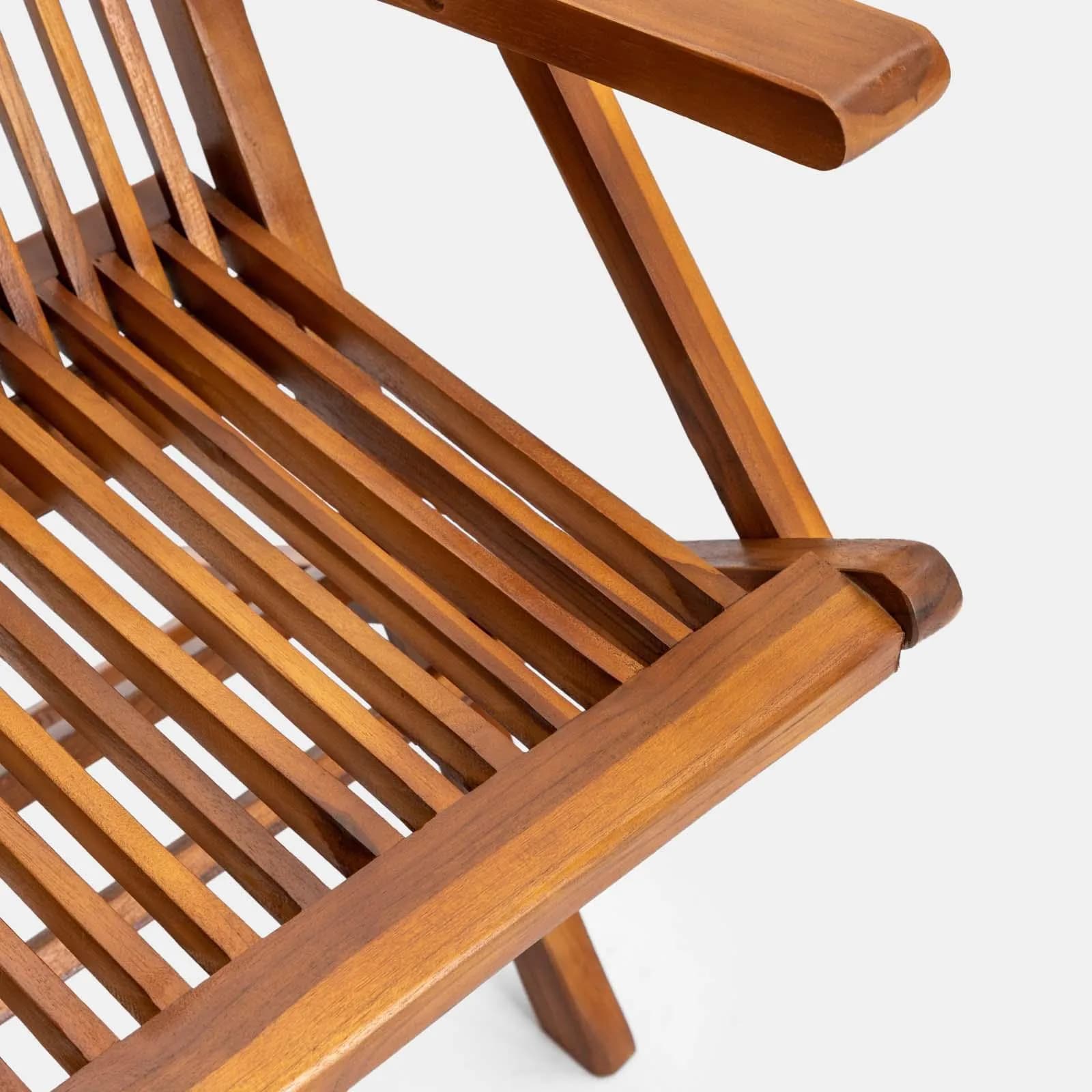 Sedia pieghevole da esterno con braccioli in legno teak - Louis