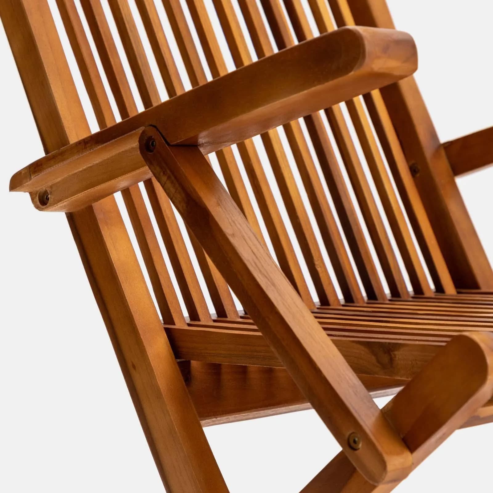 Sedia pieghevole da esterno con braccioli in legno teak - Louis
