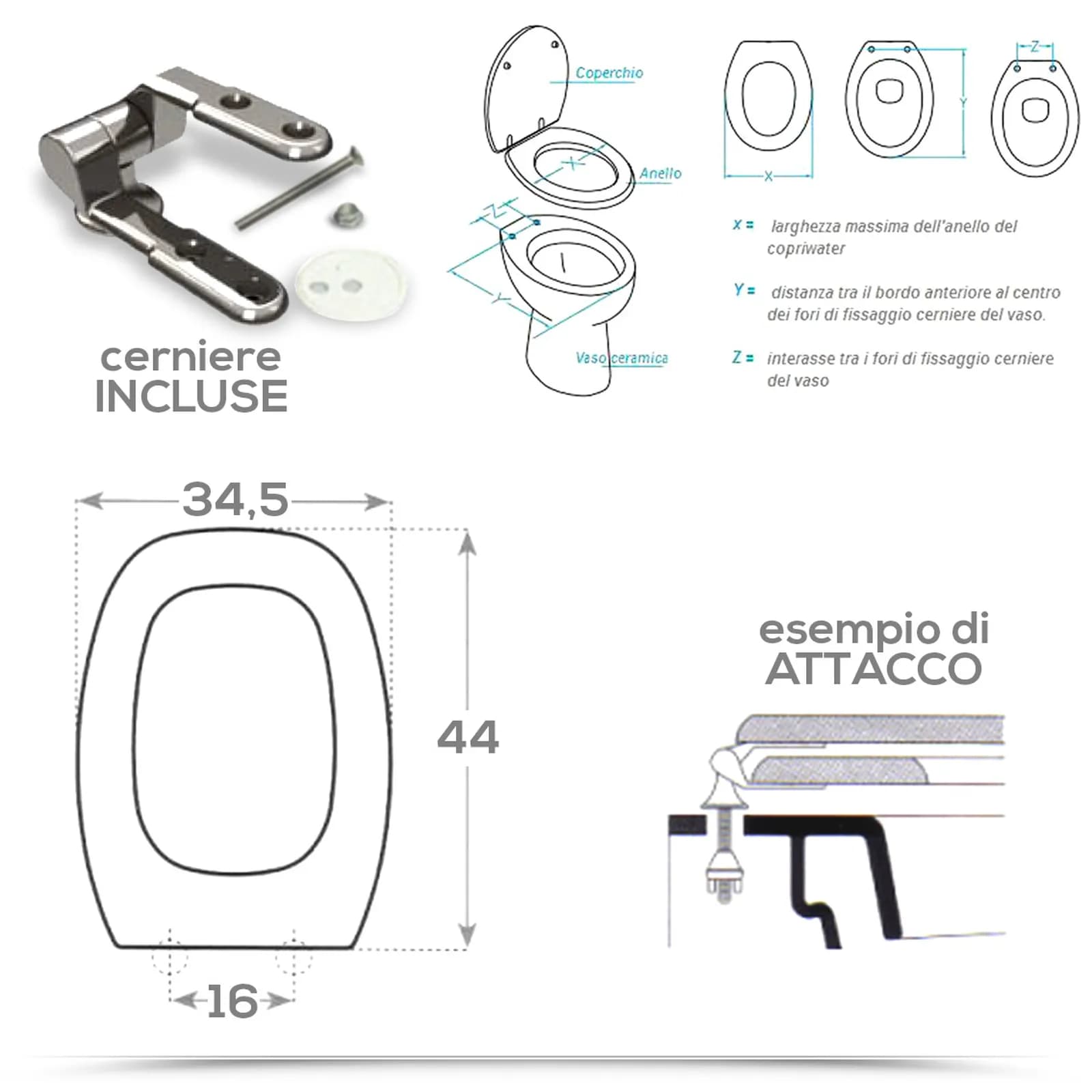 Sedile copriwc in legno bianco compatibile con la serie Liuto di Ideal Standard