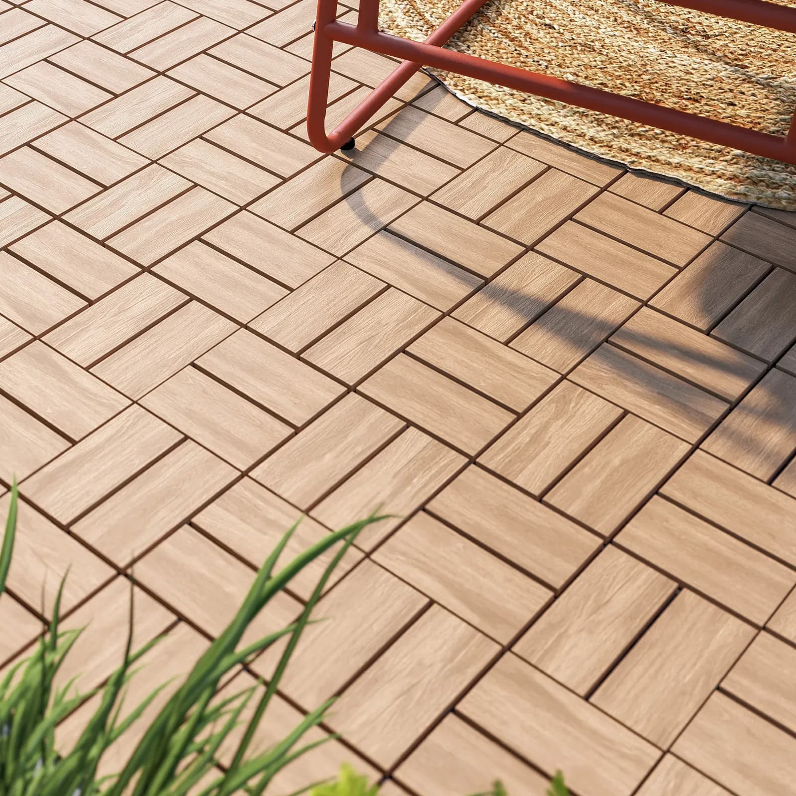 Set 11 pezzi pavimento ad incastro 30x30 cm autobloccante in polietilene effetto legno - Nuvil