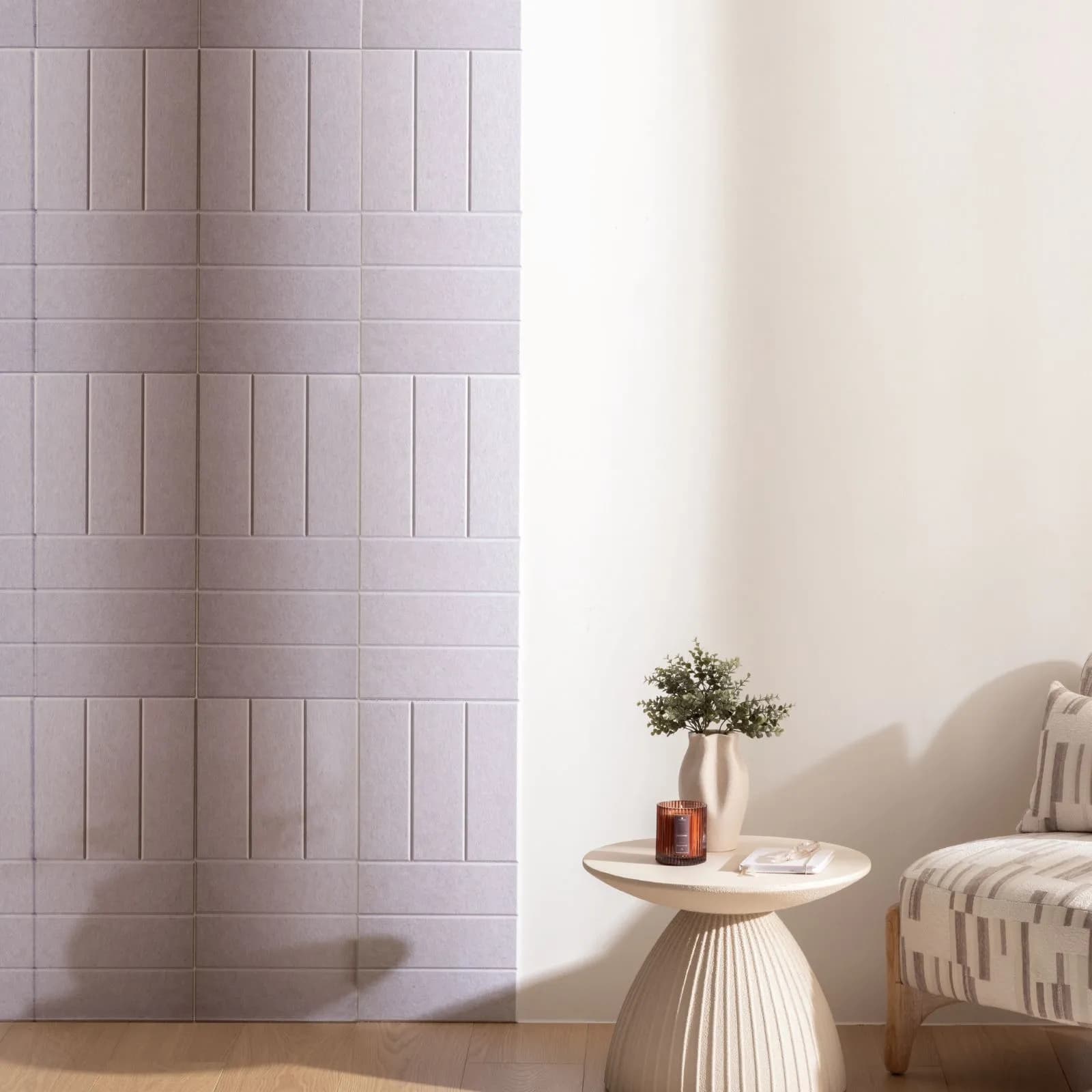 Set 12 pannelli fonoassorbenti boiserie 30x30 cm grigio con linee rette - Colette