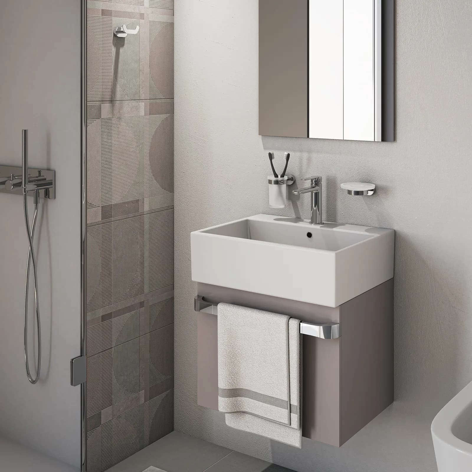 Set 2 accessori a muro in cromall inox e vetro - Bernina di Gedy