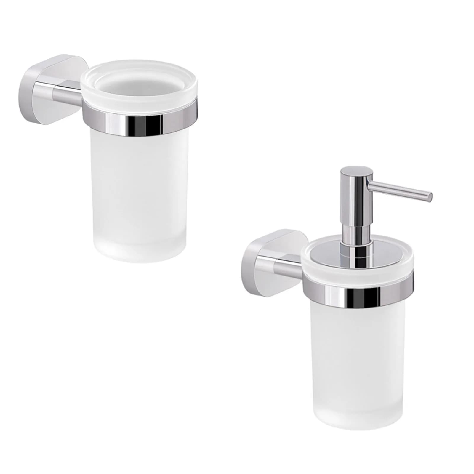 Set 2 accessori a muro in cromall inox e vetro - Bernina di Gedy