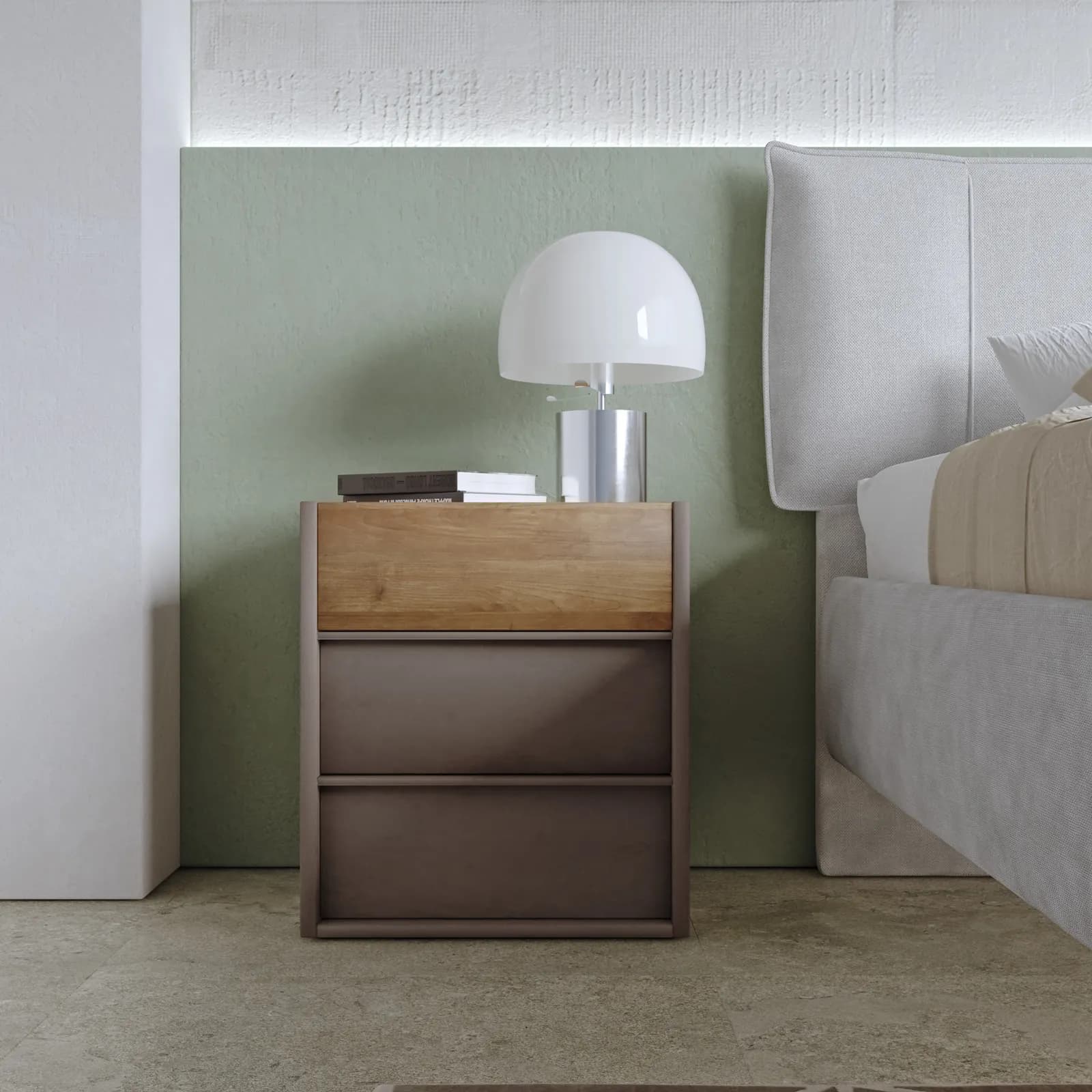 Set 2 comodini 51x57h cm con 3 cassetti soft close bronzo e mercure - Eldon