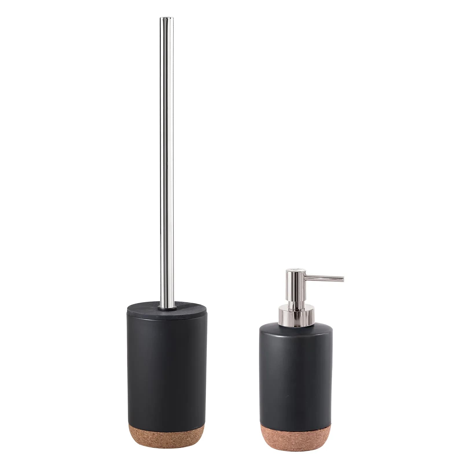 Set 2 accessori da appoggio in ceramica nero e sughero - Ilary di Gedy