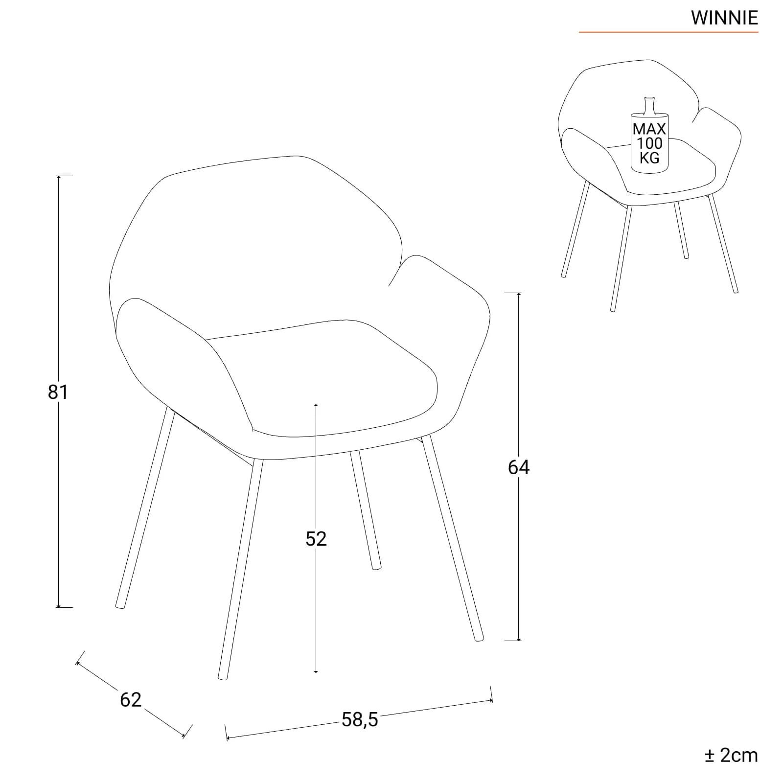 Set 2 poltrone in tessuto teddy bianco con gambe nere - Winnie