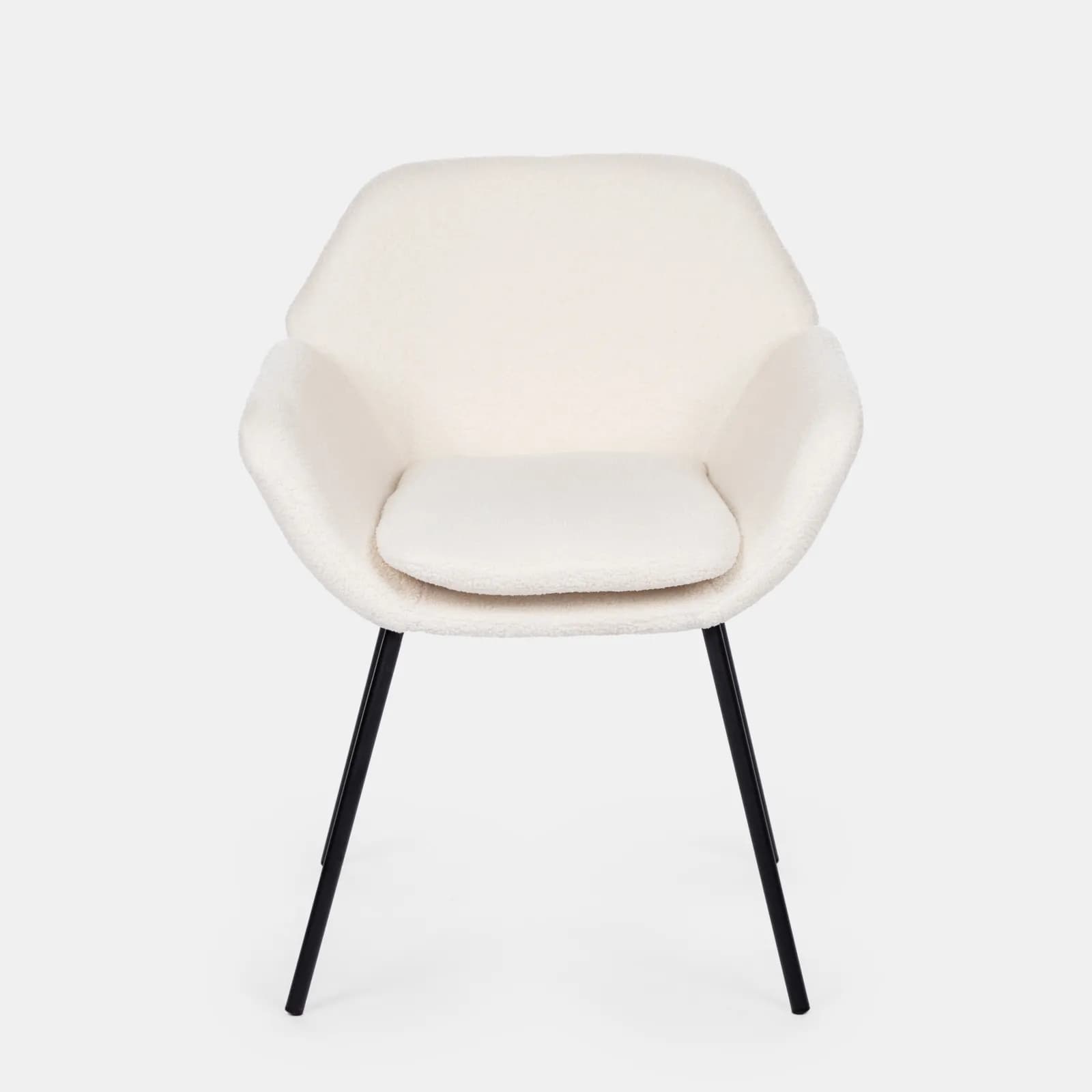 Set 2 poltrone in tessuto teddy bianco con gambe nere - Winnie