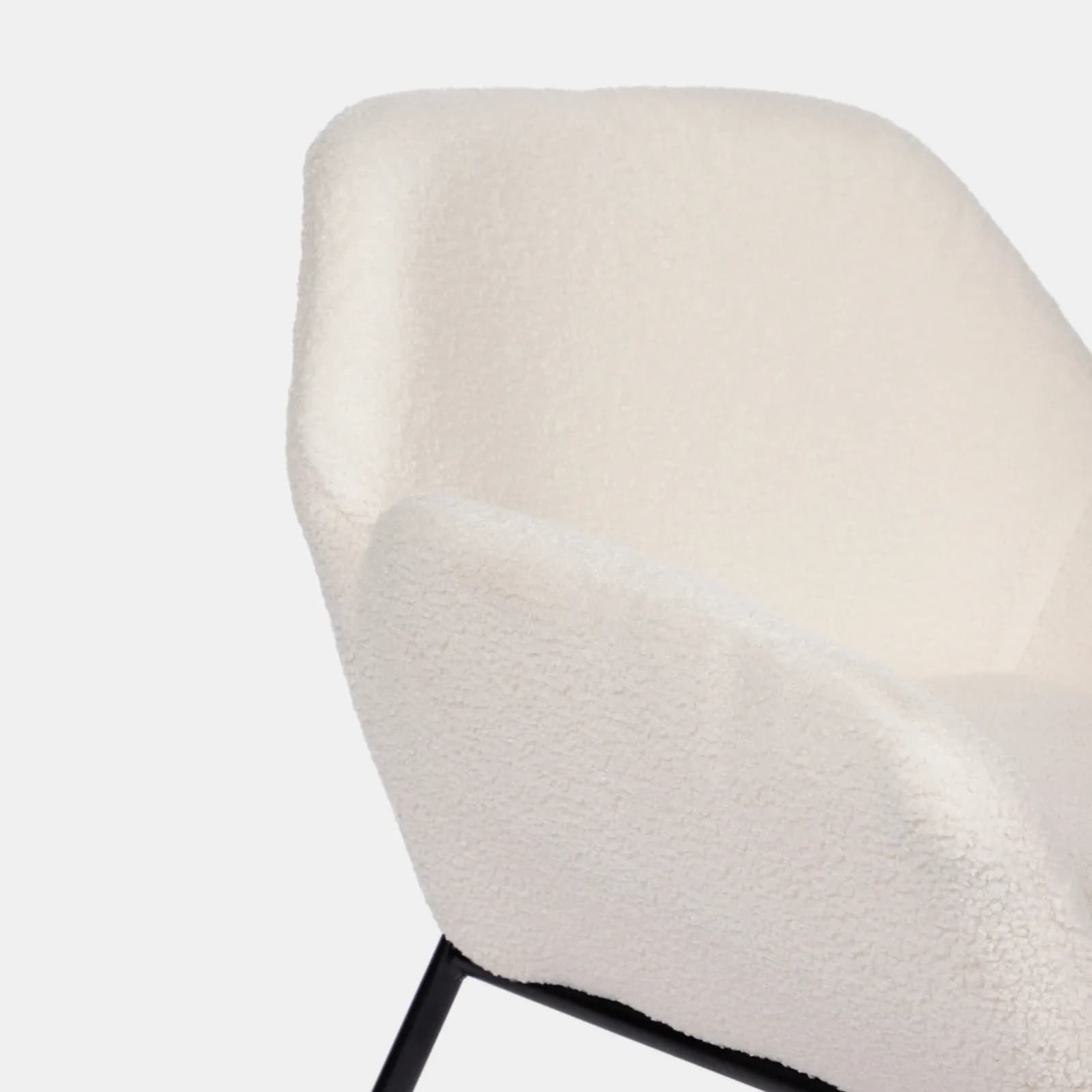 Set 2 poltrone in tessuto teddy bianco con gambe nere - Winnie