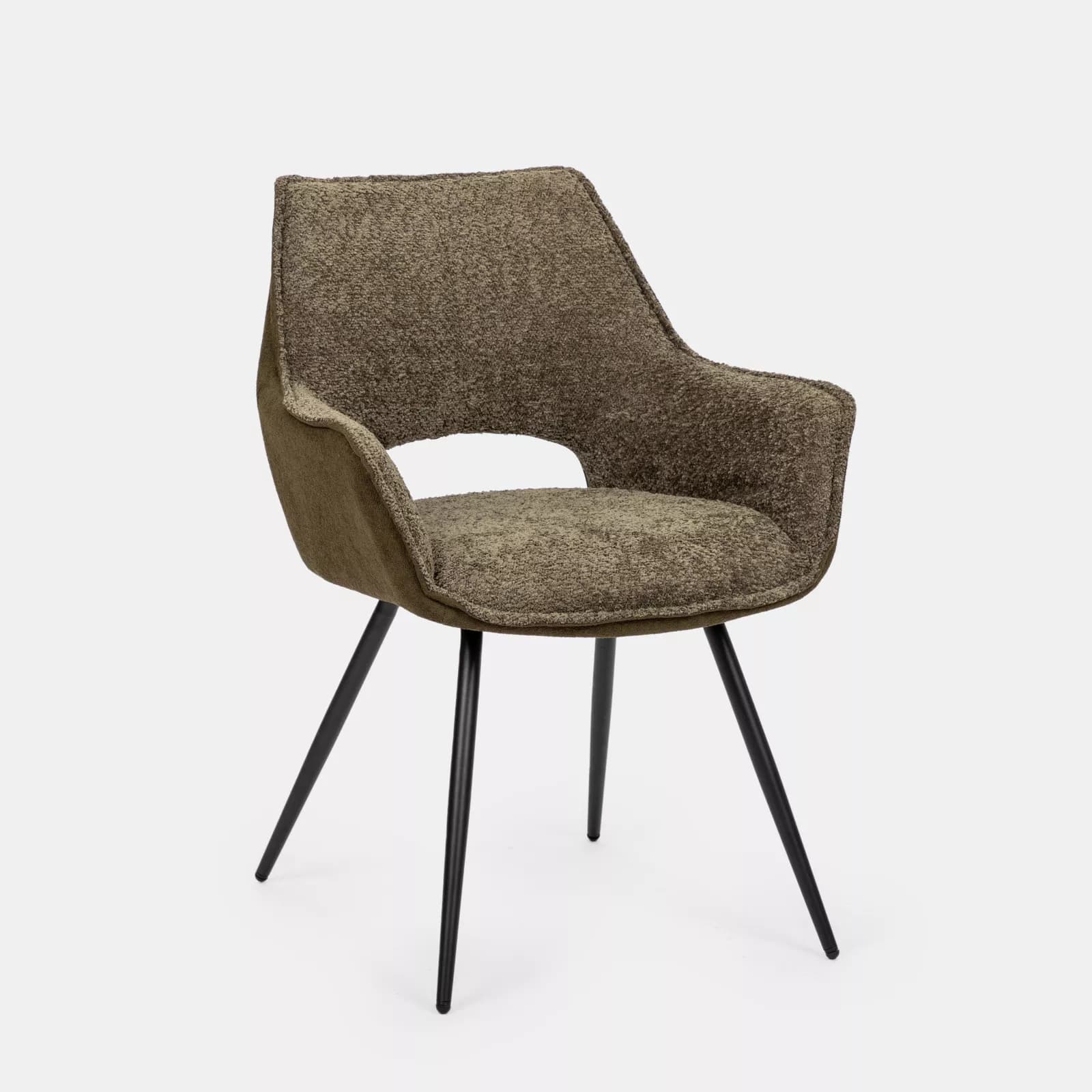 Set 2 poltrone in tessuto verde scuro con gambe nere - Talia