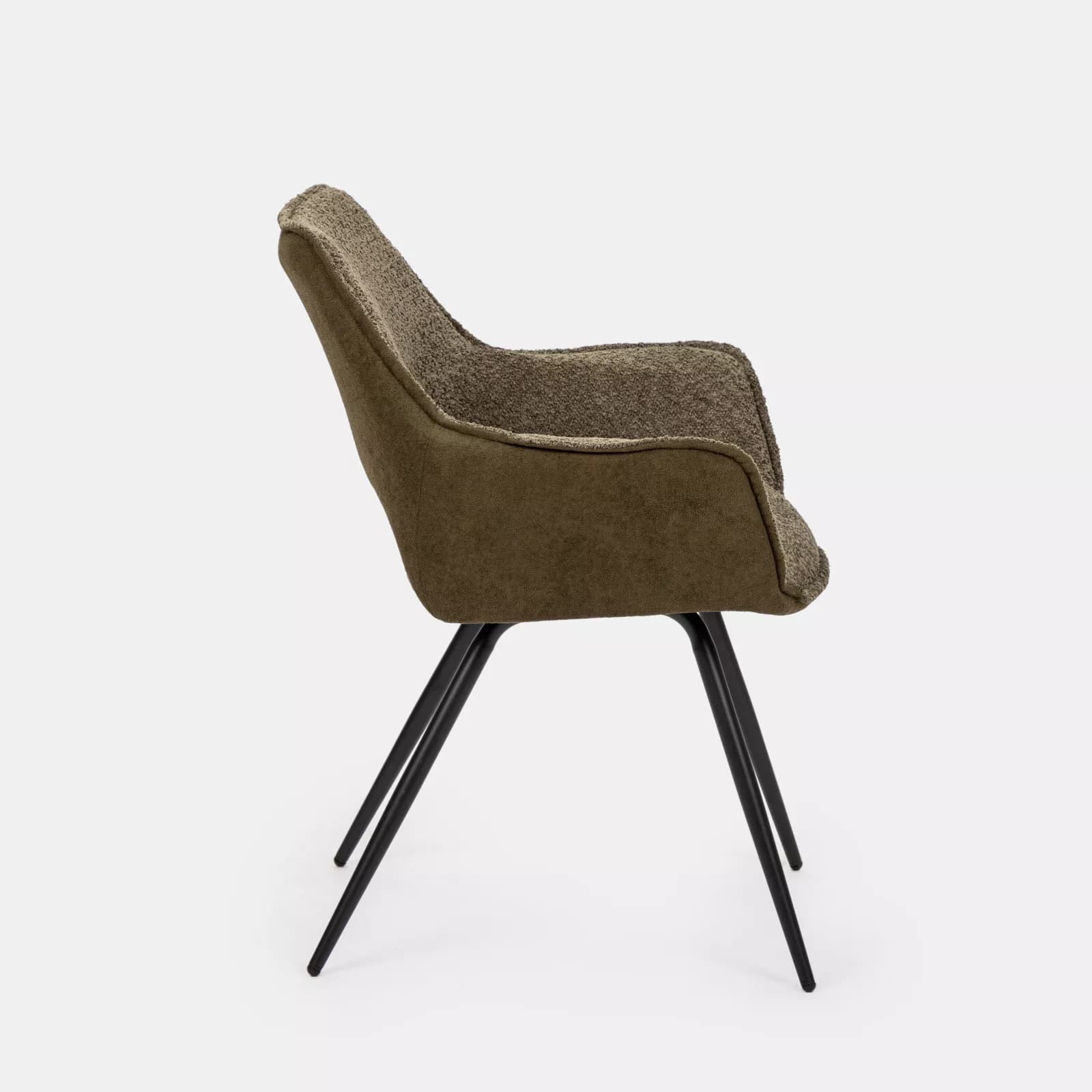 Set 2 poltrone in tessuto verde scuro con gambe nere - Talia