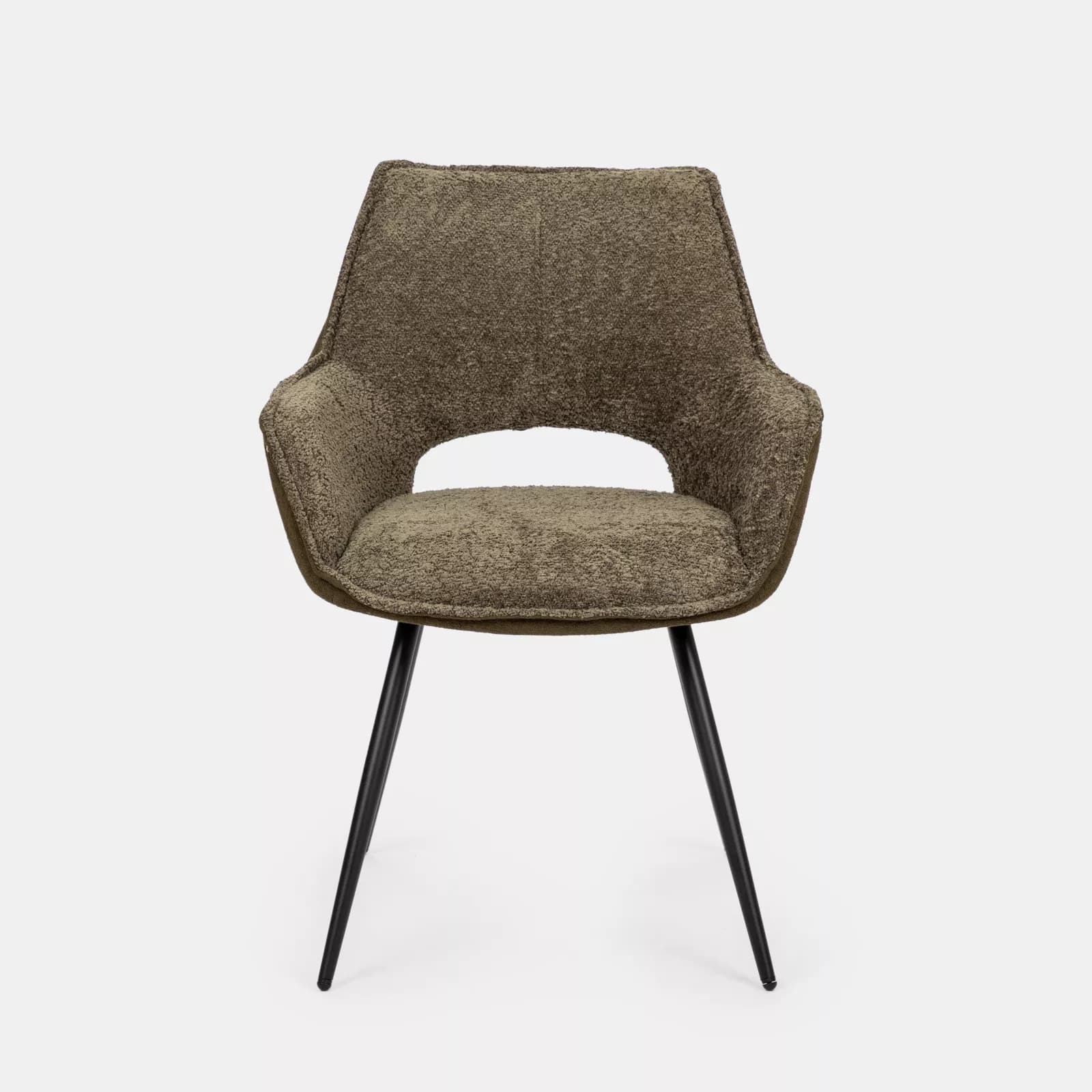 Set 2 poltrone in tessuto verde scuro con gambe nere - Talia