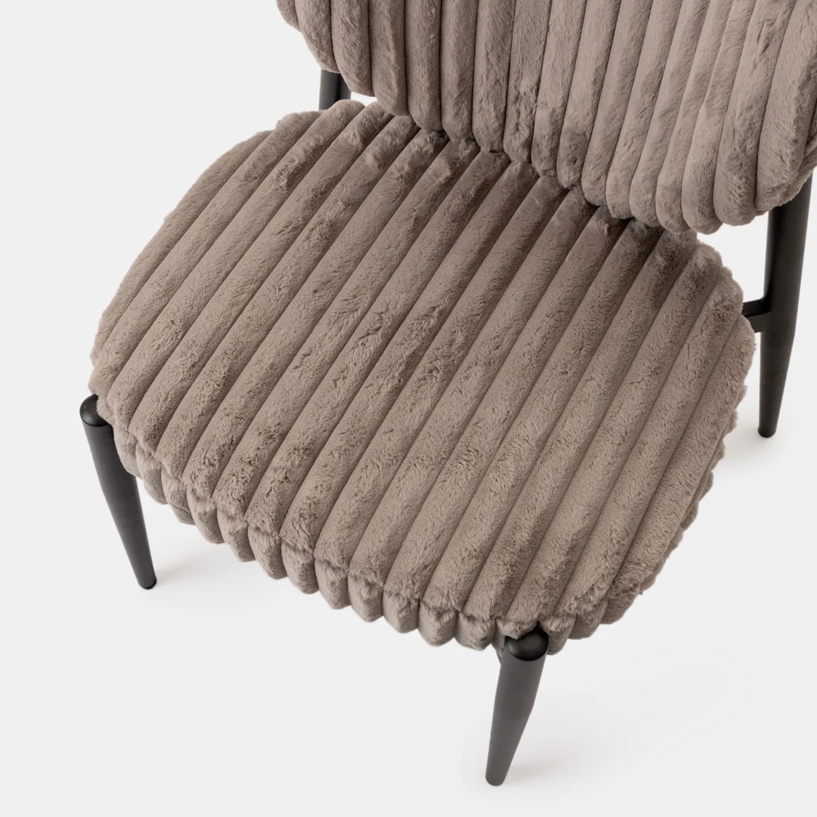 Set 2 poltrone tessuto peluche a coste grigio con gambe in metallo nero - Xhante