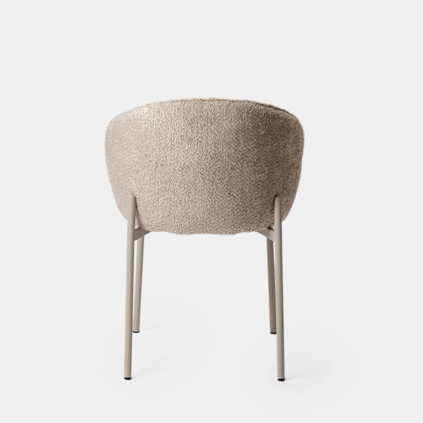 Set 2 sedie in bouclé tortora con gambe in metallo beige - Tuva
