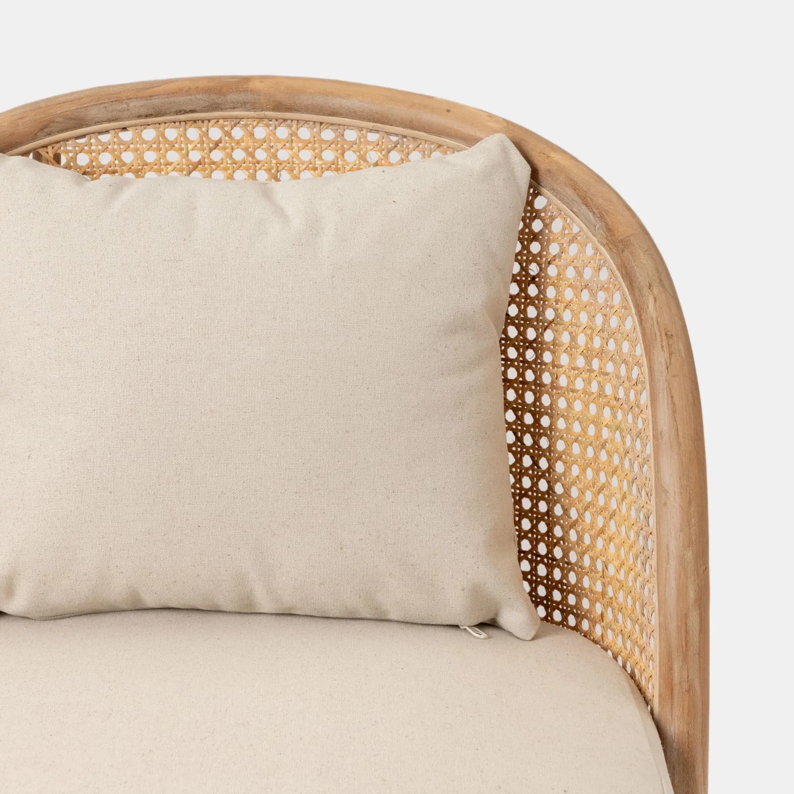 Set 2 sedie in legno con schienale in rattan e seduta in cotone e lino naturale - Nikka