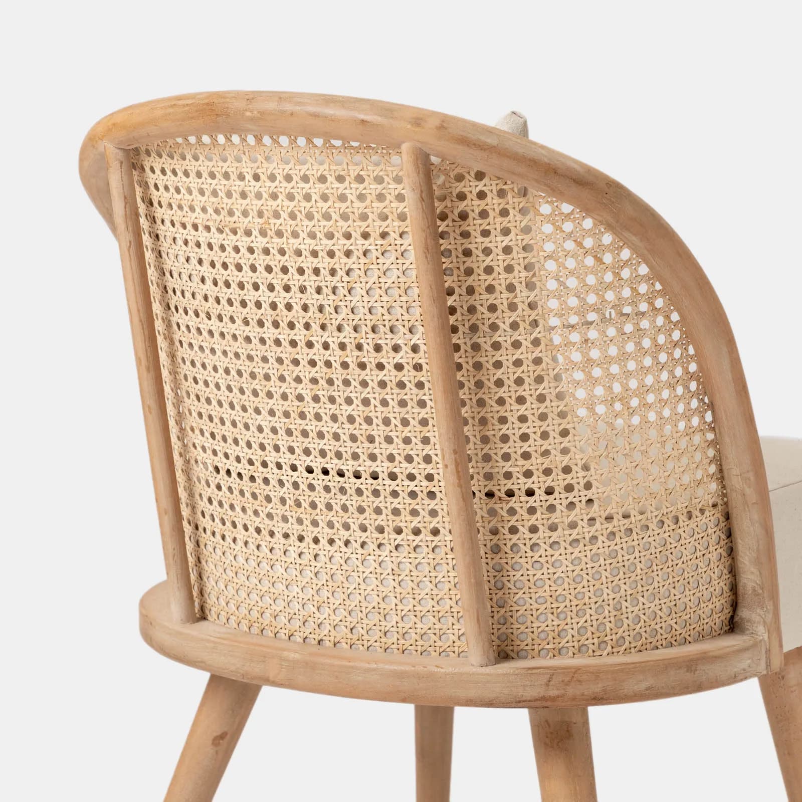 Set 2 sedie in legno con schienale in rattan e seduta in cotone e lino naturale - Nikka