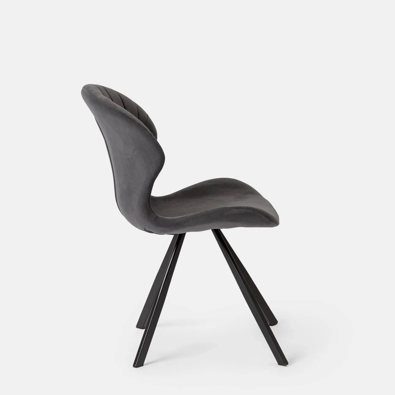 Set 2 sedie in tessuto antracite con gambe in metallo nero - Kulture