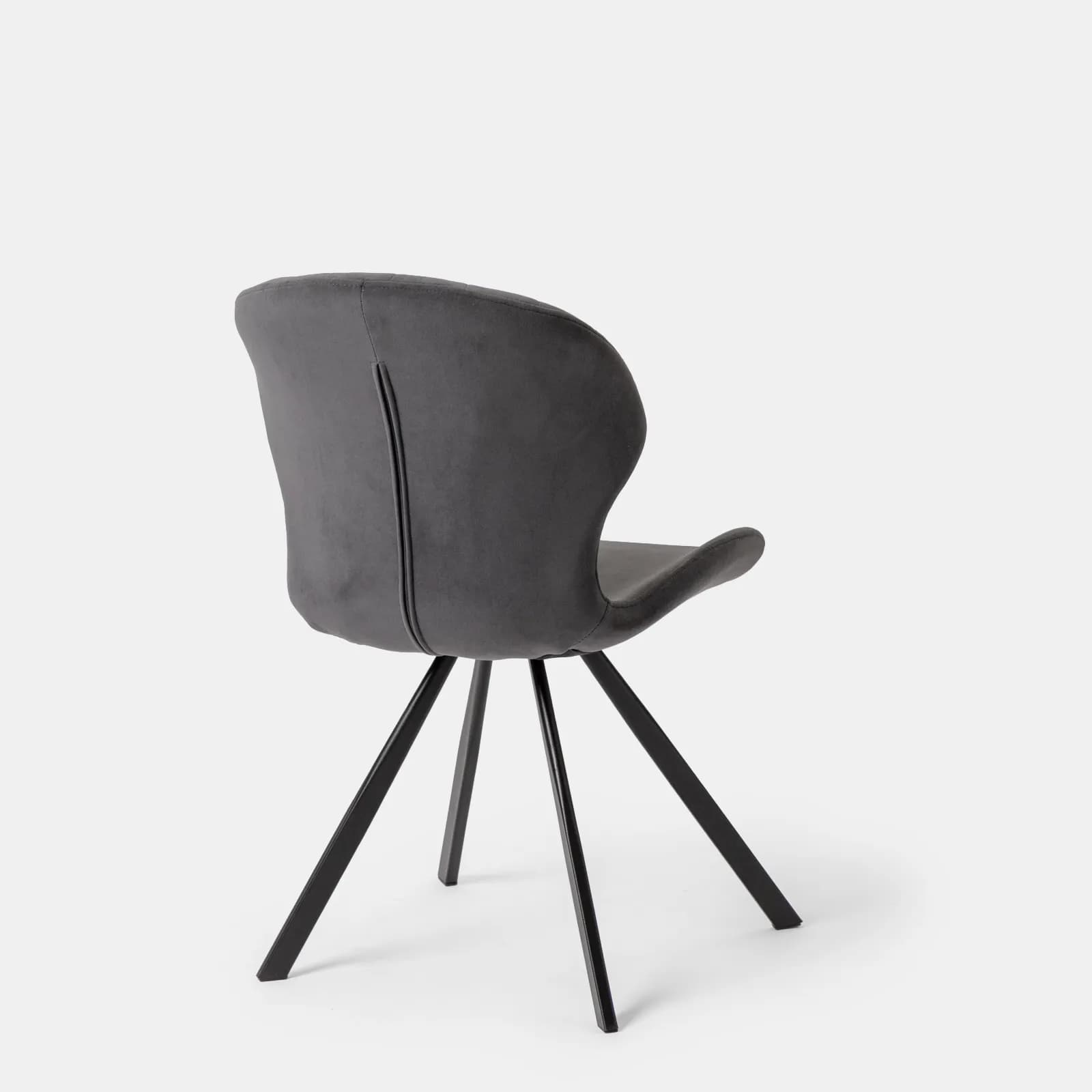 Set 2 sedie in tessuto antracite con gambe in metallo nero - Kulture
