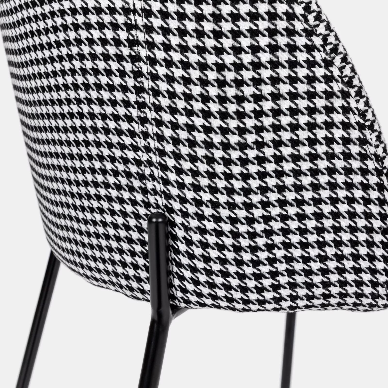 Set 2 sedie in tessuto bianco nero e gambe in metallo nero - Gilly