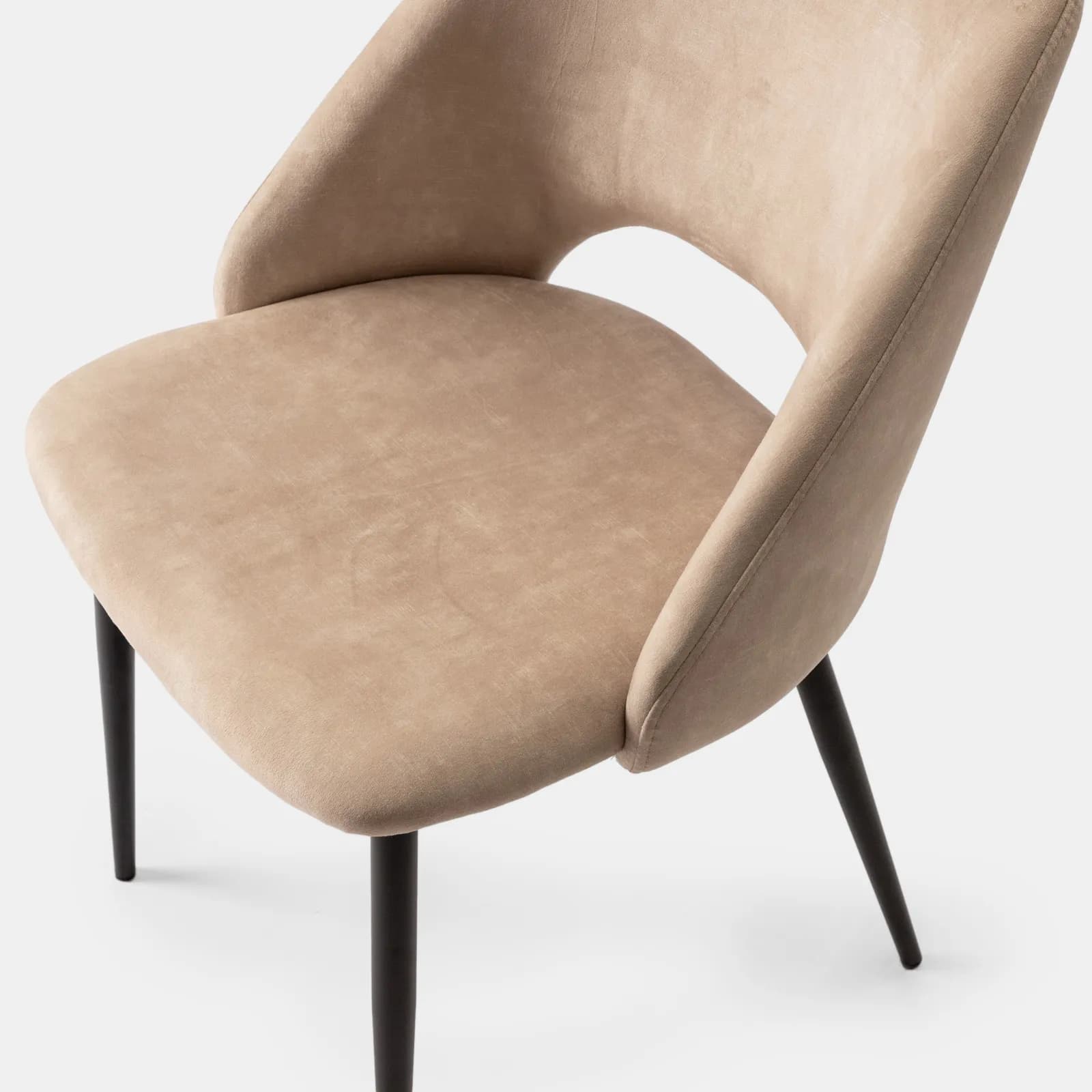 Set 2 sedie in velluto beige con gambe in metallo nero - Sabriya