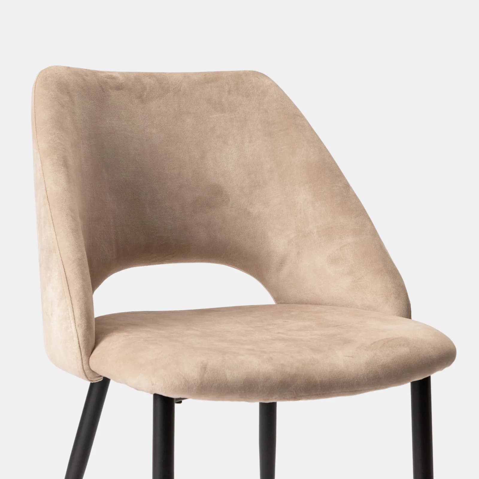 Set 2 sedie in velluto beige con gambe in metallo nero - Sabriya