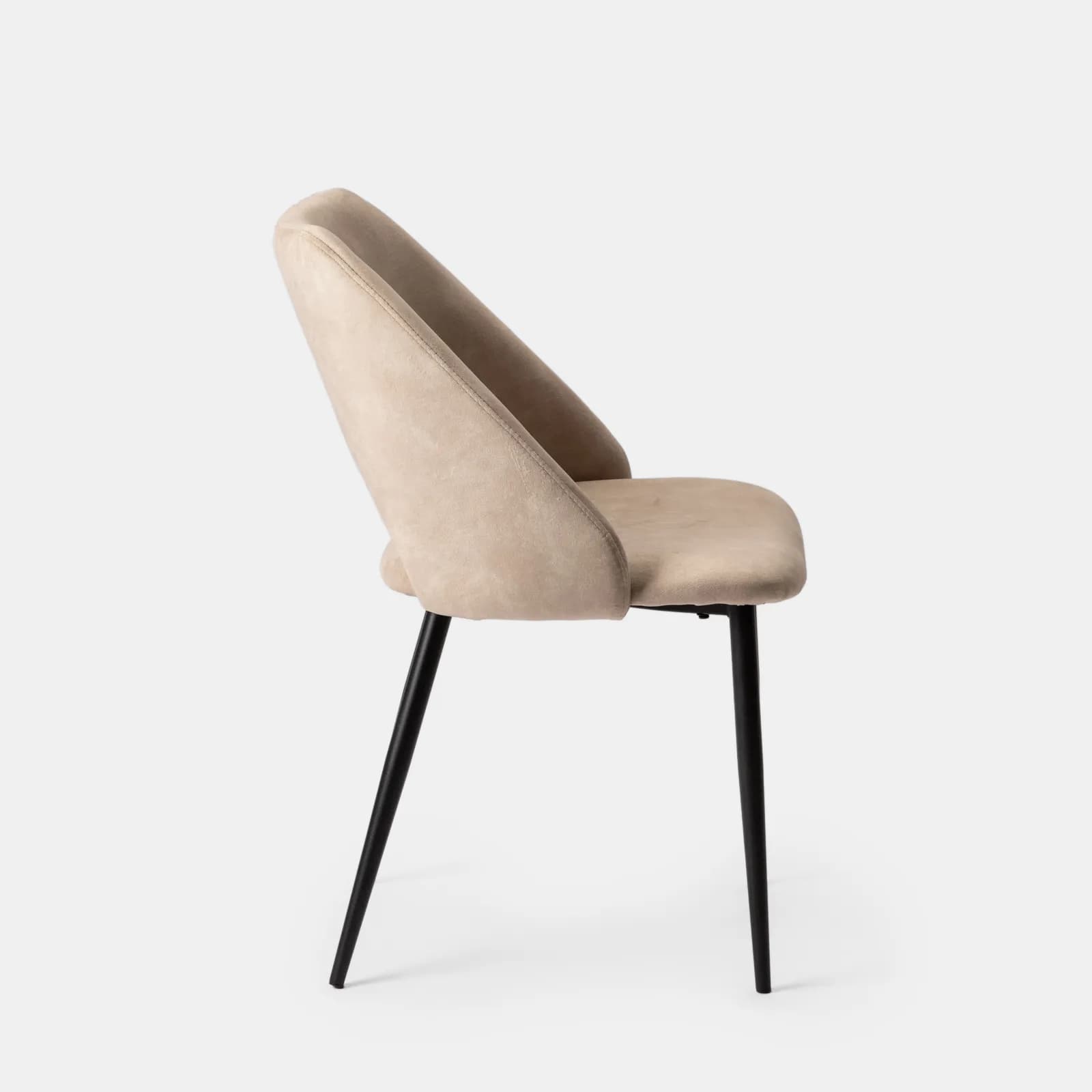 Set 2 sedie in velluto beige con gambe in metallo nero - Sabriya