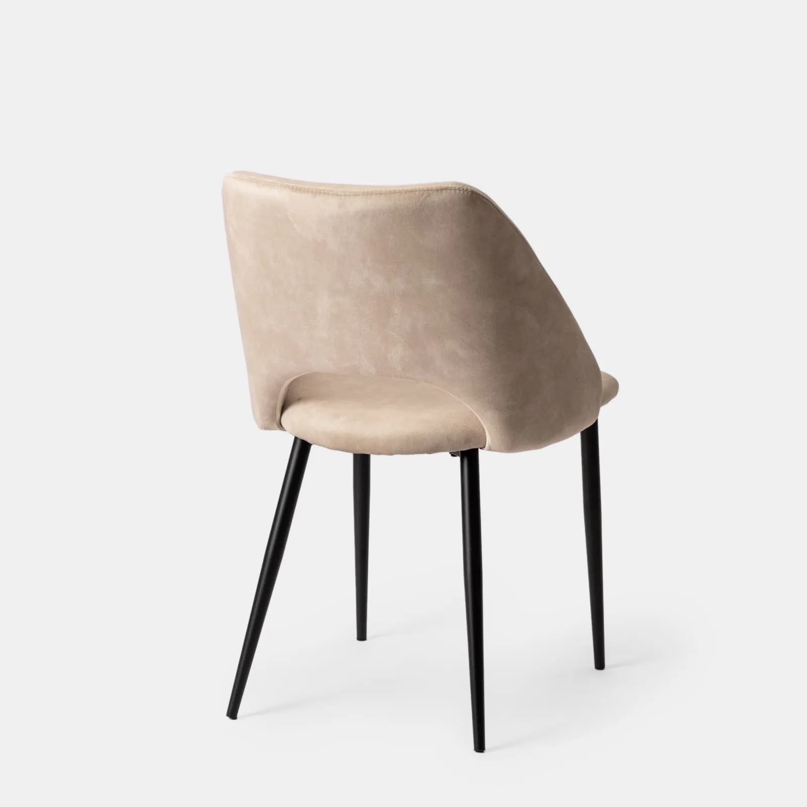 Set 2 sedie in velluto beige con gambe in metallo nero - Sabriya