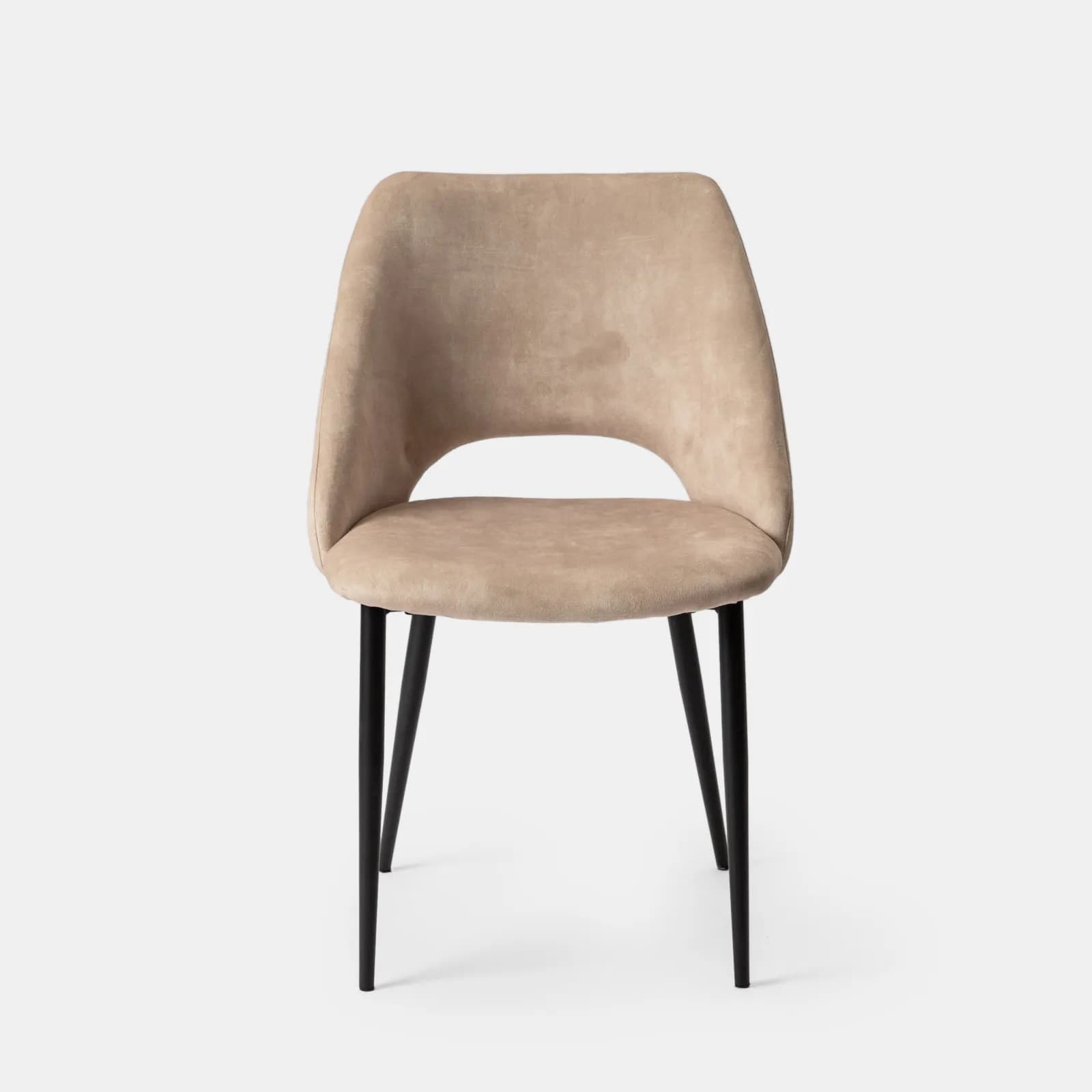 Set 2 sedie in velluto beige con gambe in metallo nero - Sabriya