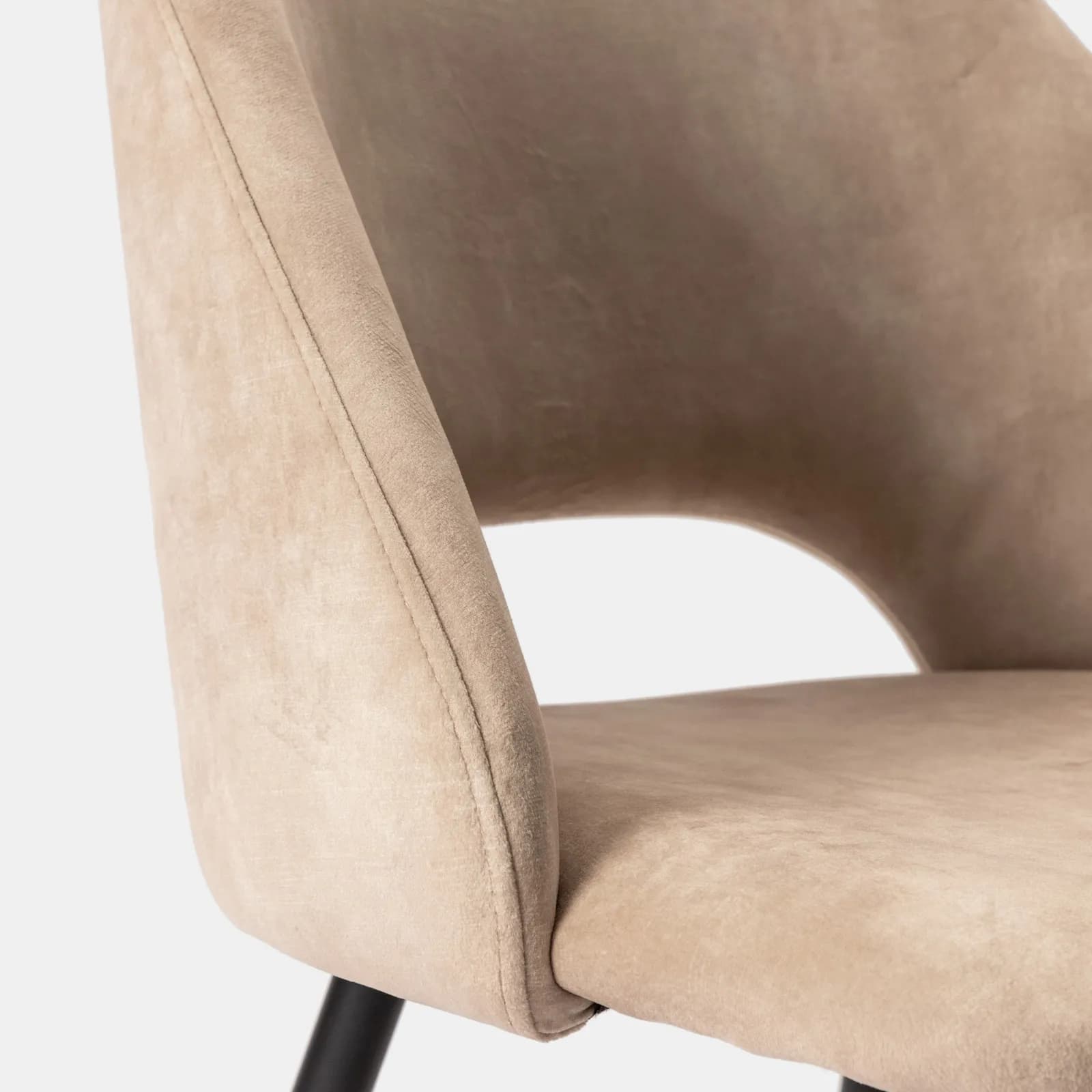 Set 2 sedie in velluto beige con gambe in metallo nero - Sabriya
