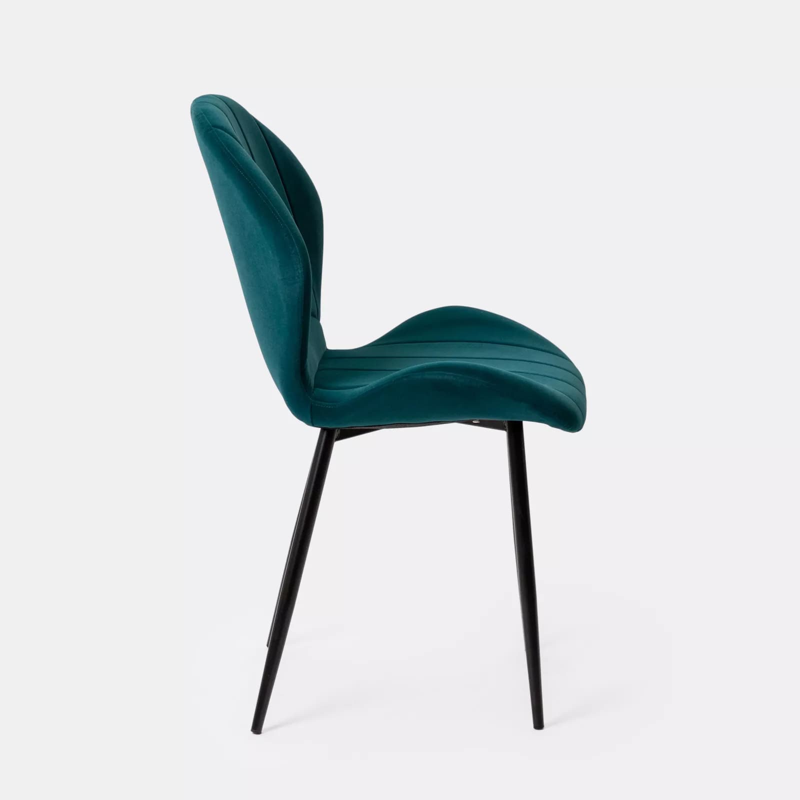 Set 2 sedie in velluto blu petrolio con gambe in metallo nero - Beatrix