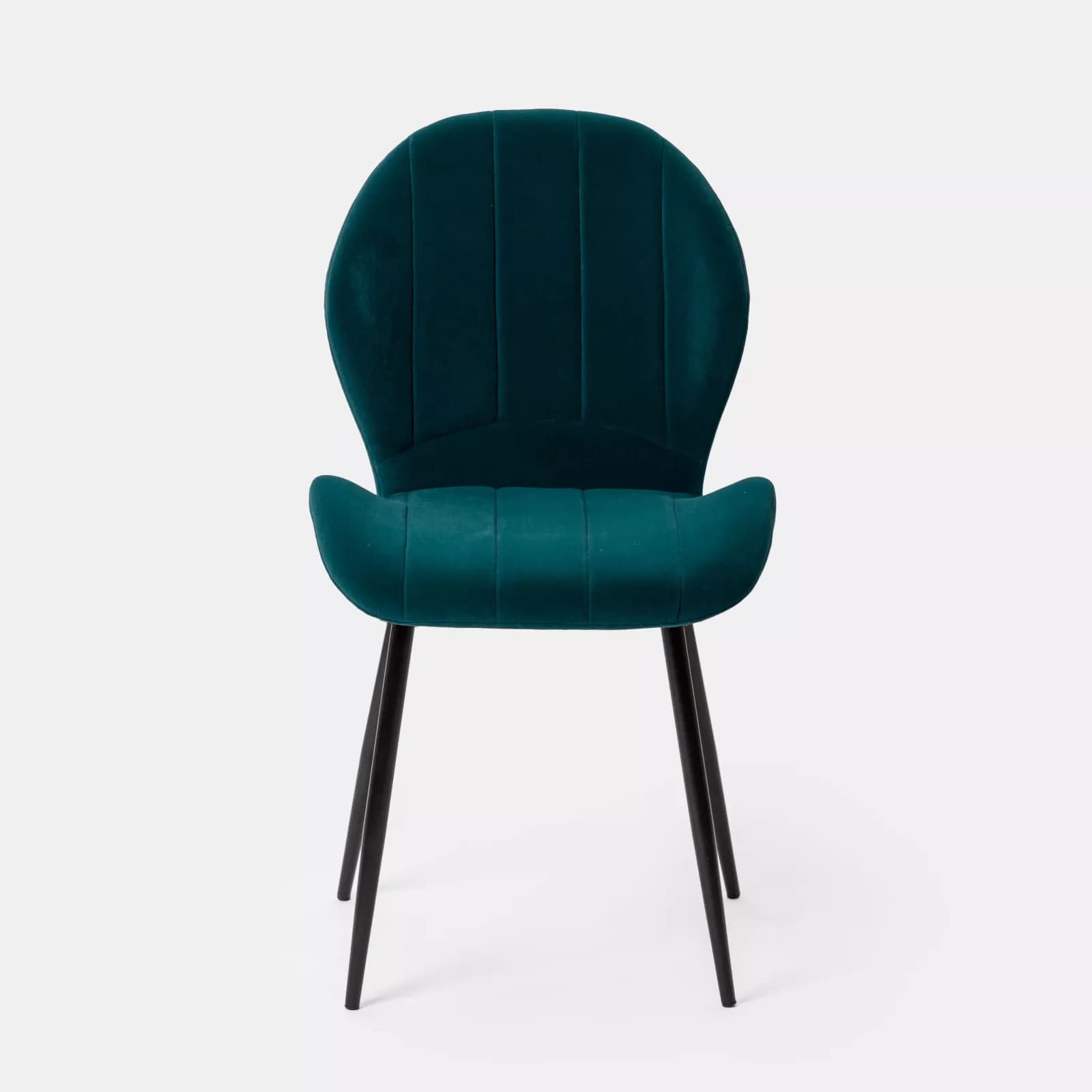 Set 2 sedie in velluto blu petrolio con gambe in metallo nero - Beatrix