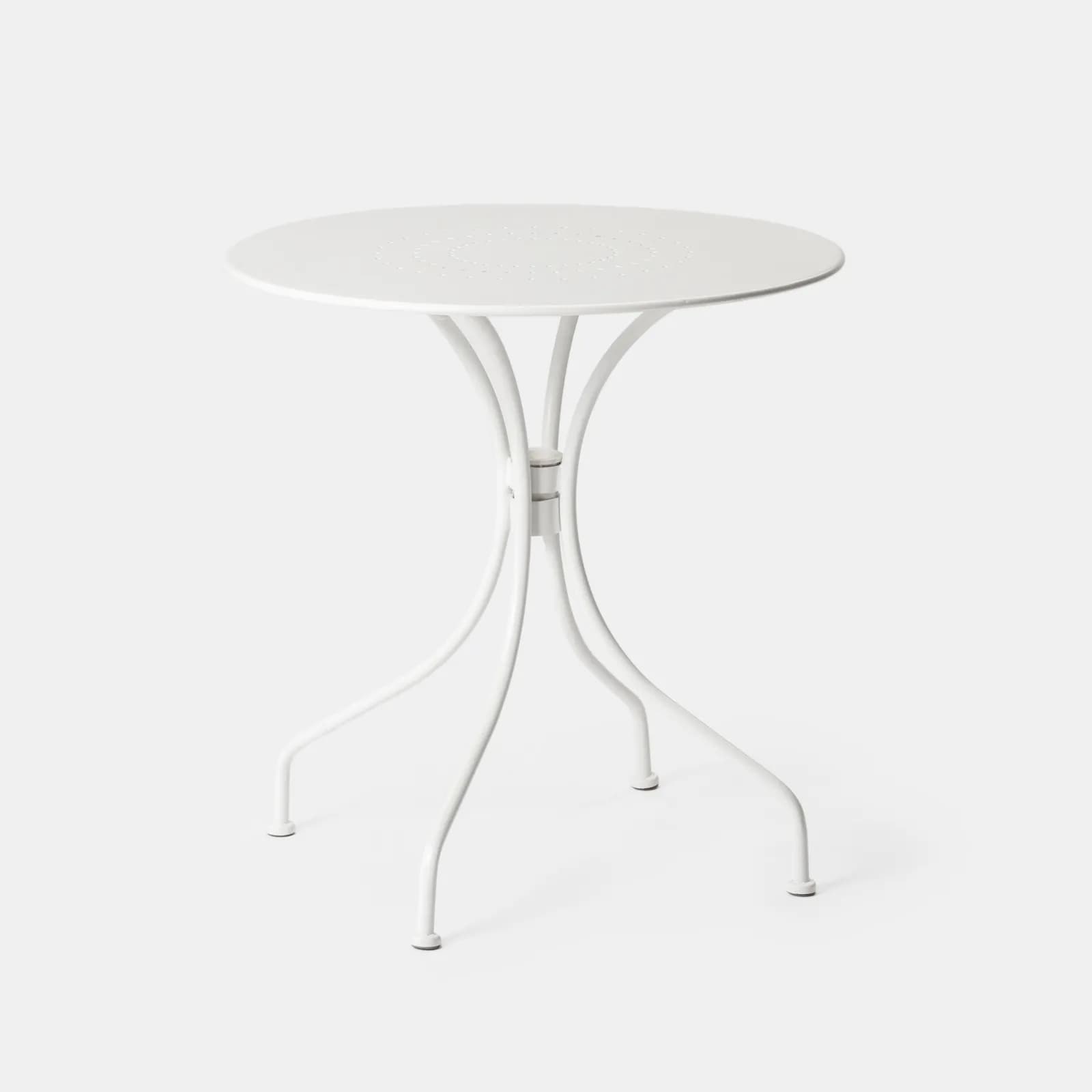 Set bistrot tavolo rotondo 70 cm e 2 sedie pieghevoli in metallo bianco - Loren