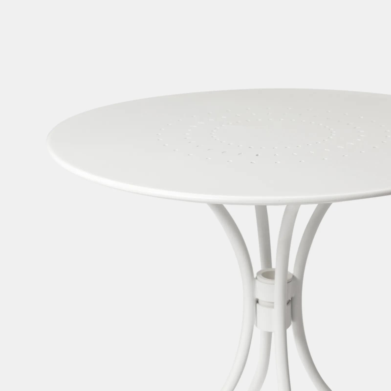 Set bistrot tavolo rotondo 70 cm e 2 sedie pieghevoli in metallo bianco - Loren