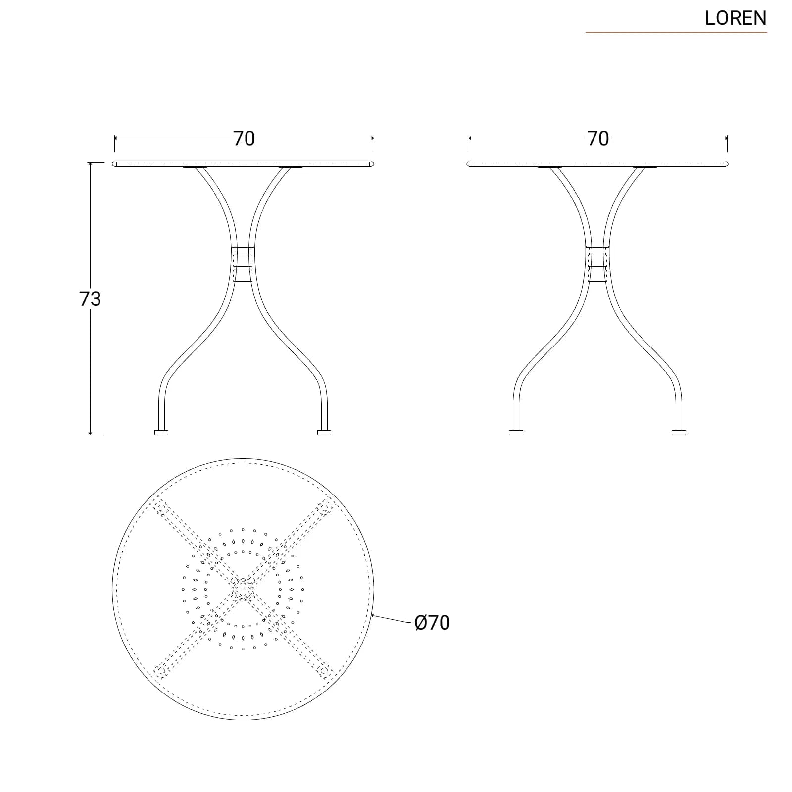 Set bistrot tavolo rotondo 70 cm e 2 sedie pieghevoli in metallo bianco - Loren